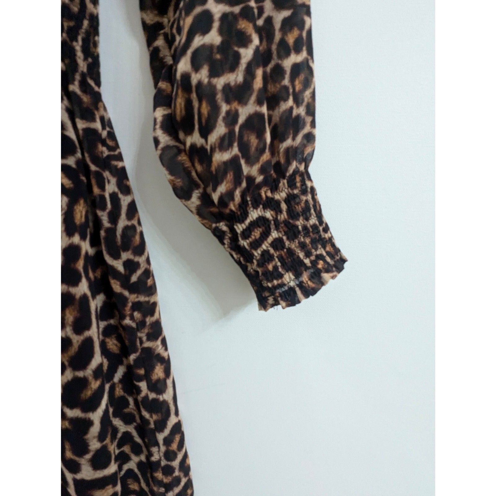 ZARA Cheetah Print Long Dress With Neck Tie Women’s Size XS