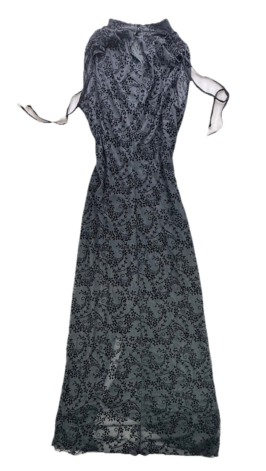 Vintage CDC 90s Mesh Blk Prom Goth Maxi Grunge Vampy Whismygoth Velvet Dress 10