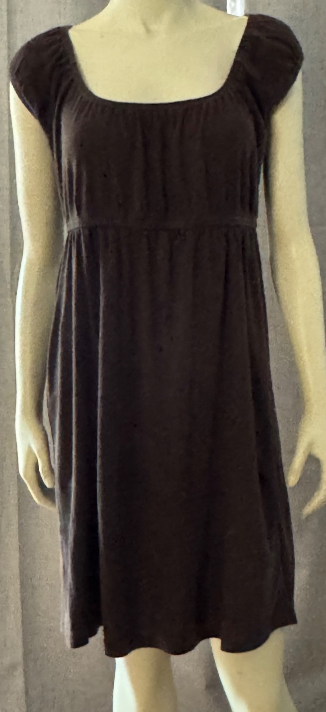 SONOMA life + style Women’s Solid Brown Scoop Neck Short Sleeve Dress Size Small