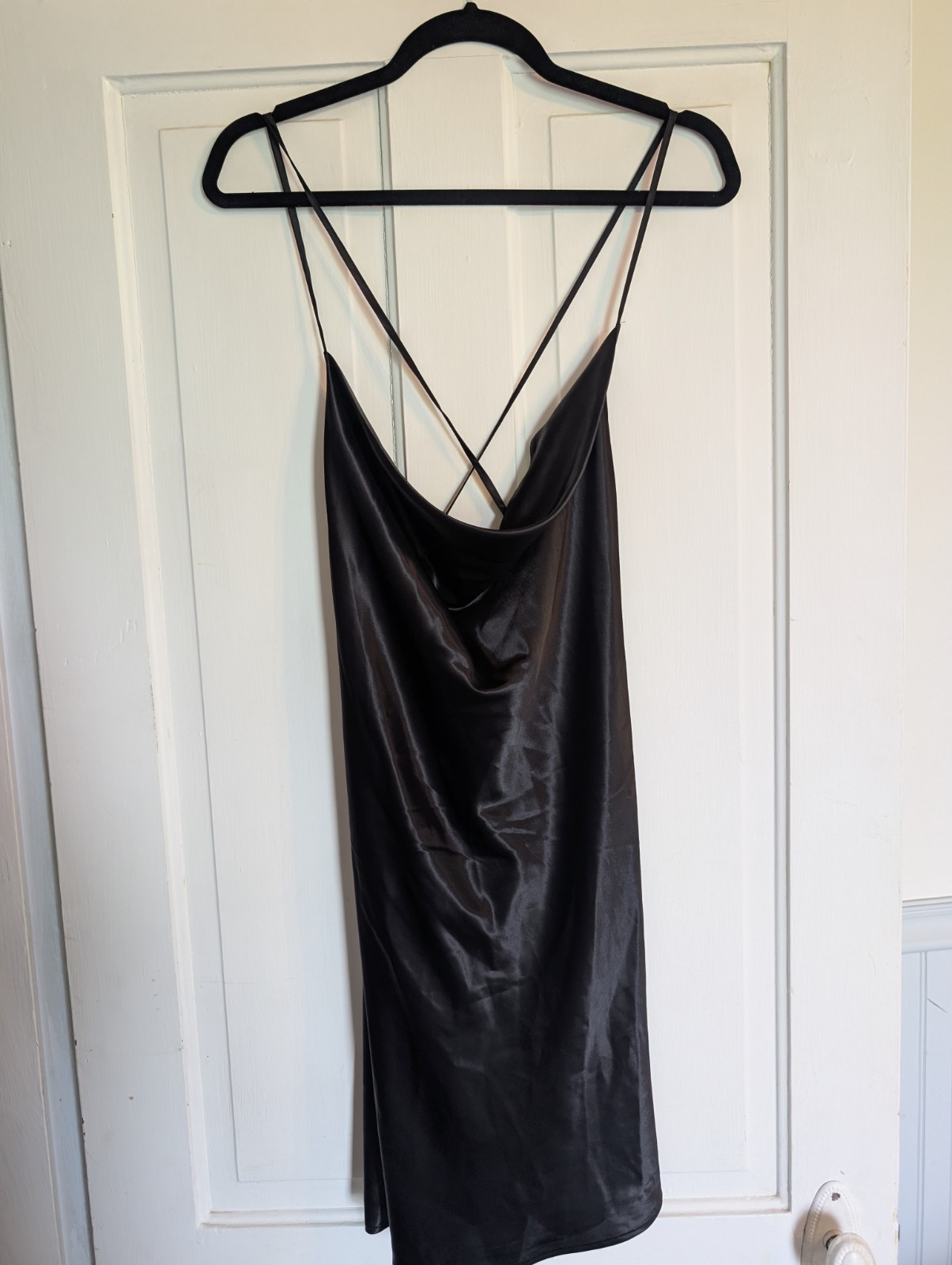 Divided Y2K Satin Slip Dress Women XL Black Strappy Indie 90s Grunge Chic Dark