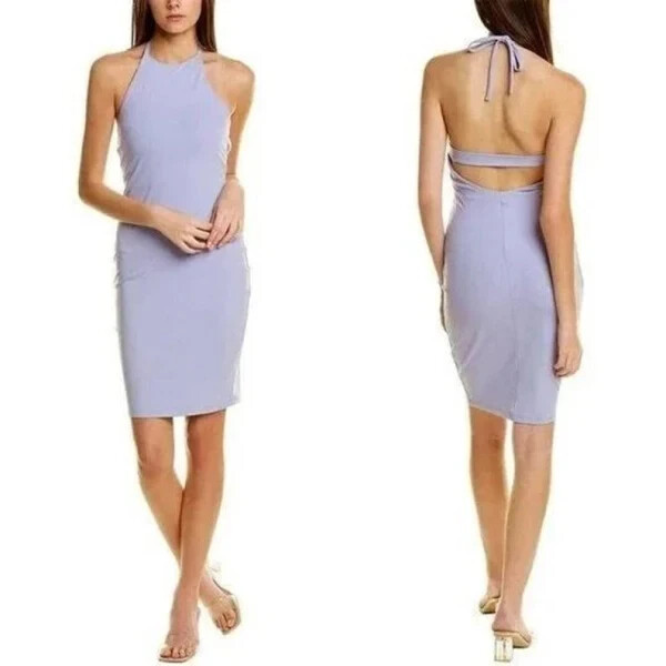 Susana Monaco Mini Sheath Dress Halter Bodycon Cutout Back Sweet Lavender