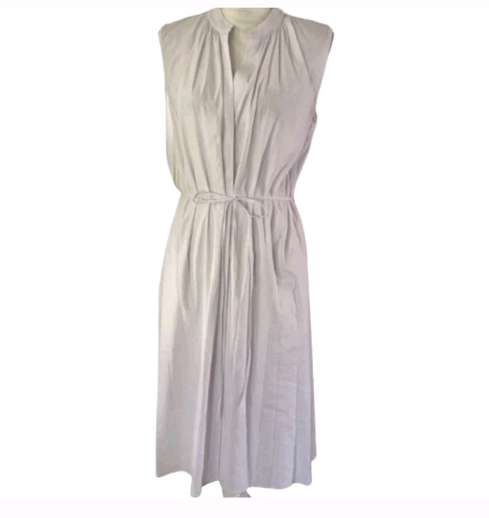 VINCE Women’s L Sleeveless Shirred Band Collar Dress Pockets Nautical Preppy