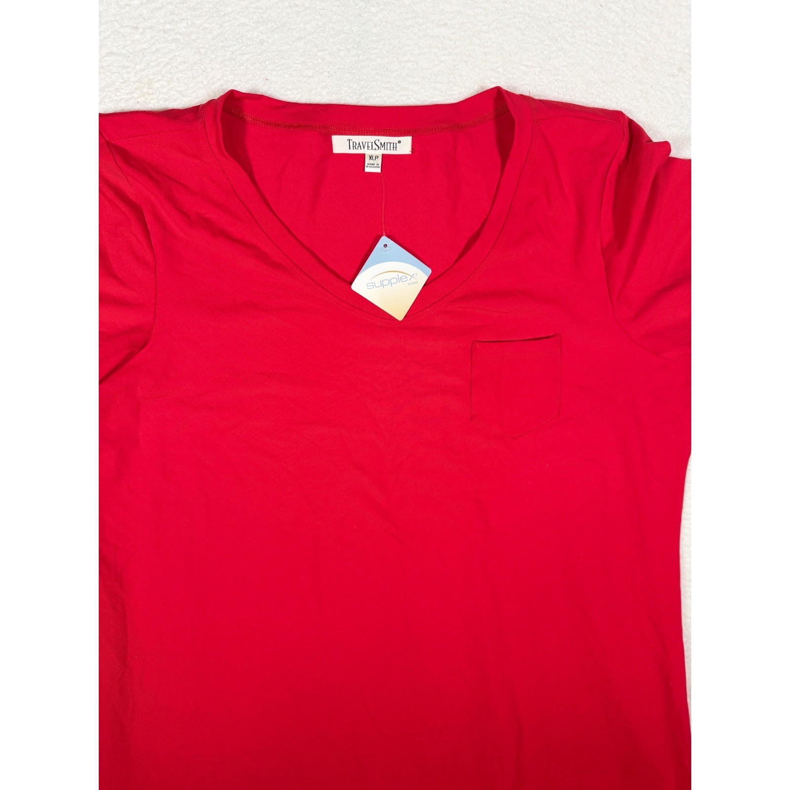 TravelSmith Red Supplex V-Neck T-Shirt Dress Womens XLP Stretch Travel Beach