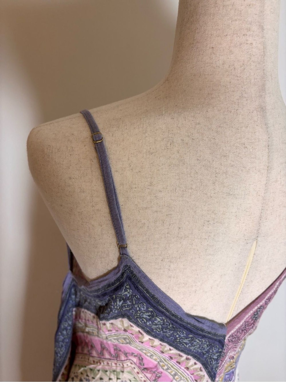 Loved by Anthropologie Scarf Print Handkerchief Hem Slip Dress XS/S Boho Midi