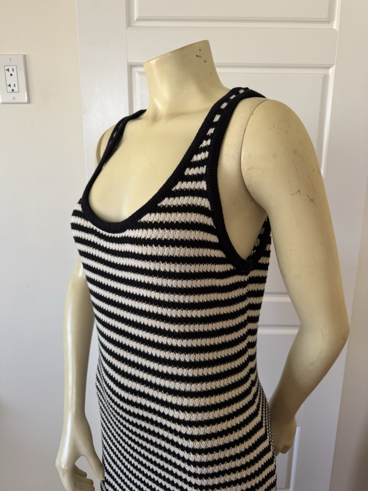 4th + Reckless knit Maxi Dress Large Striped Black Cream