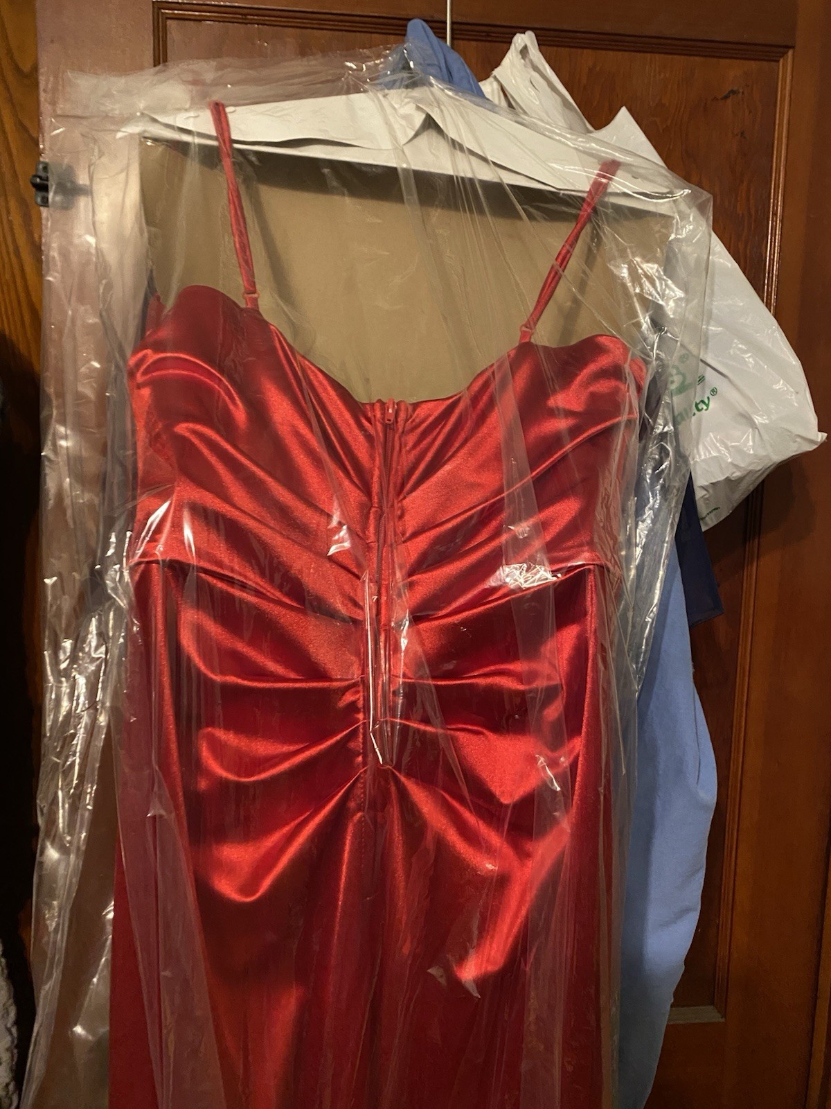 B.Smart Long Red Spaghetti Strap Dress