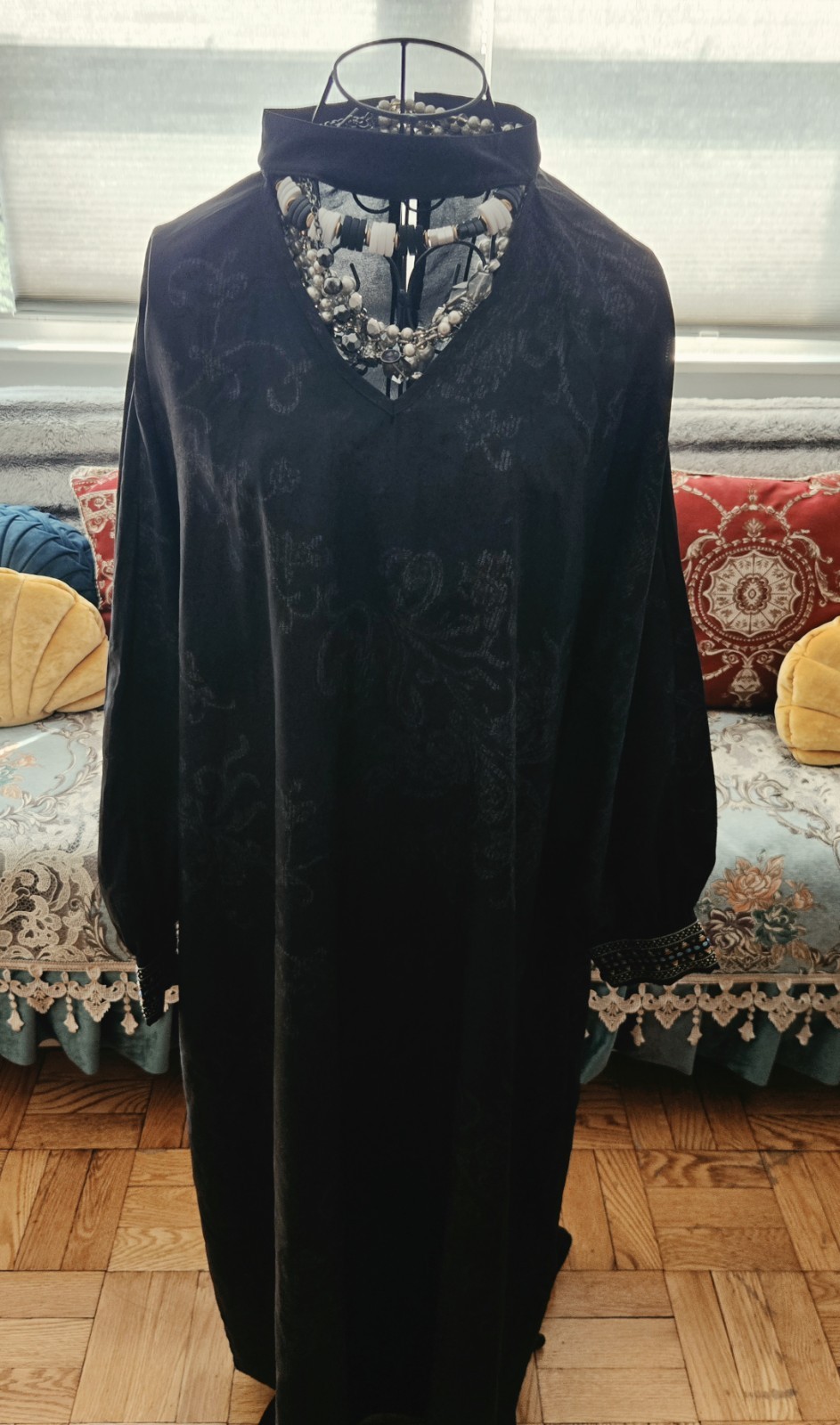 LBD Gold Details Conservative W/ Tribal Cuffs Long Sleeve SZ M-L