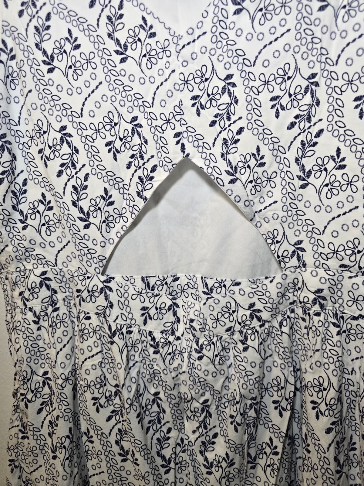 LOFT White Blue Floral Square Neck Strappy Sleeveless Cutout Dress Womens 14