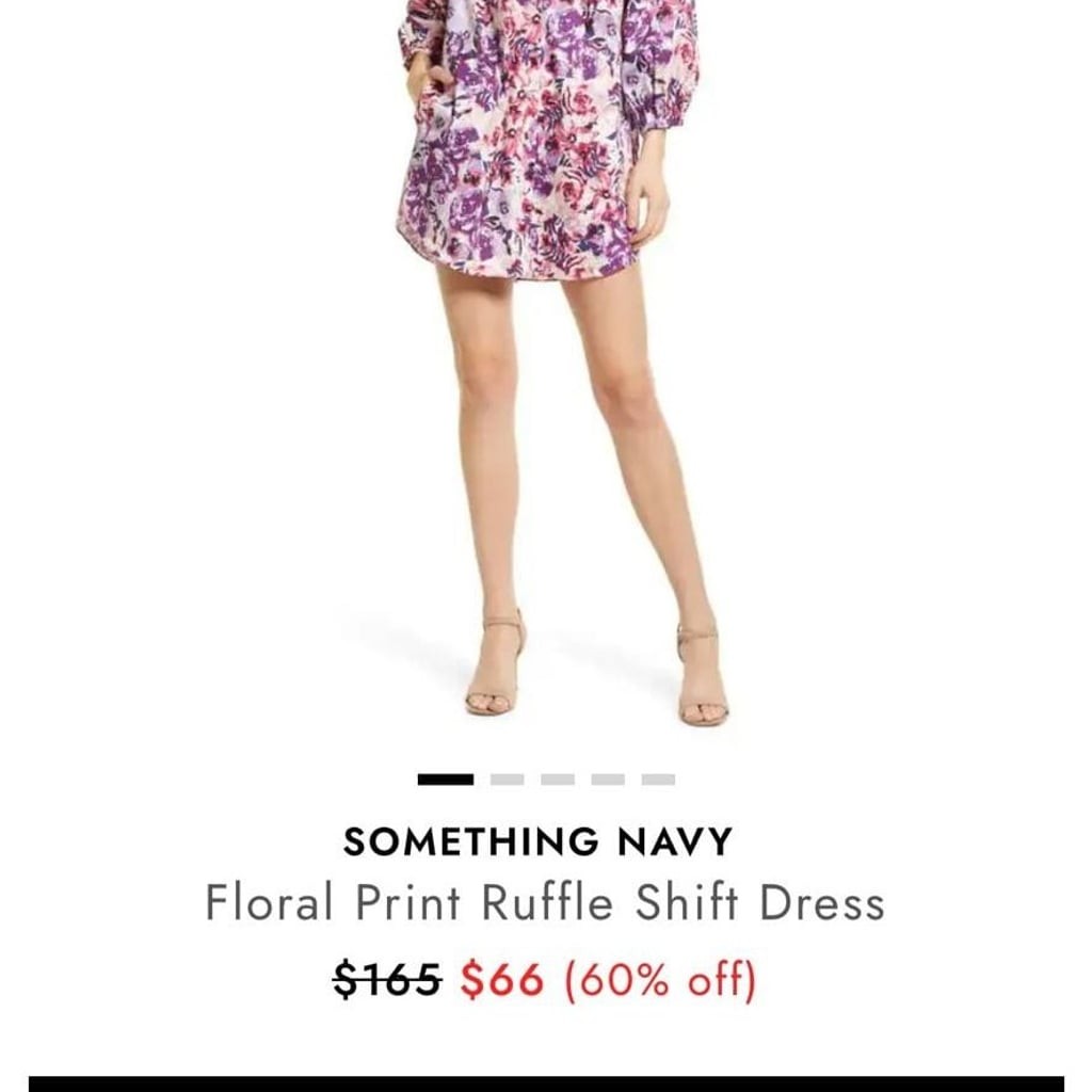 Something Navy Floral Ruffle Print Shift Dress Size Large