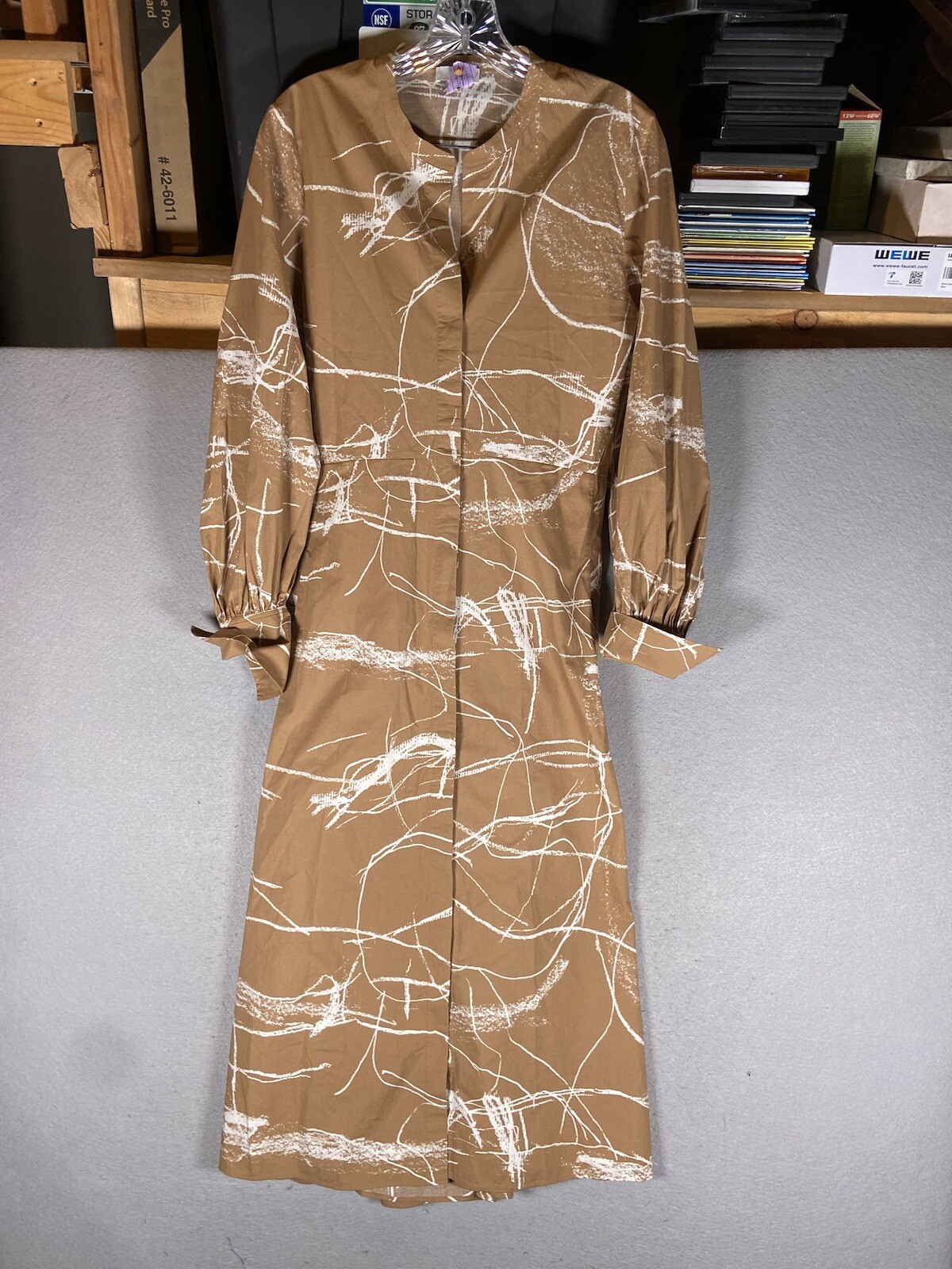 COS Women’s Maxi Dress US Size 16 Brown Cotton with Elastane Maxi Lagenlook