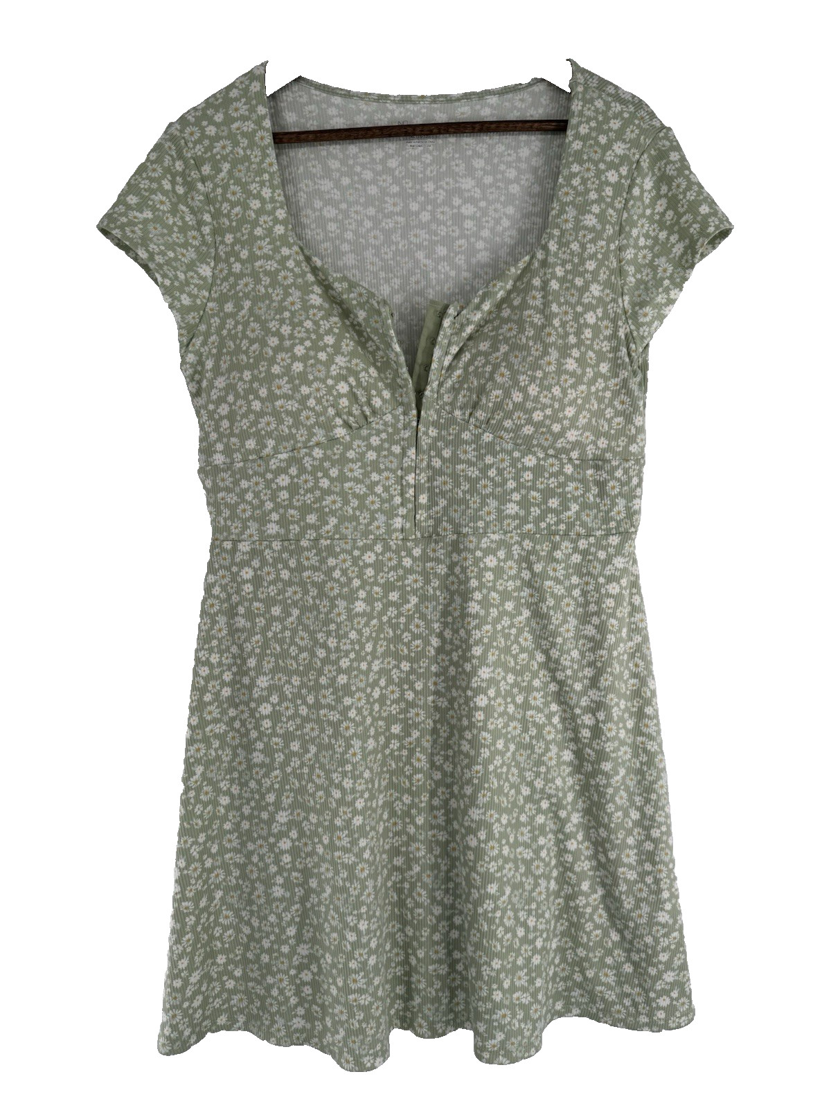 No Boundaries y2K Sweetheart Mini Dress Daisy Babydoll Green Cottage milkmaid