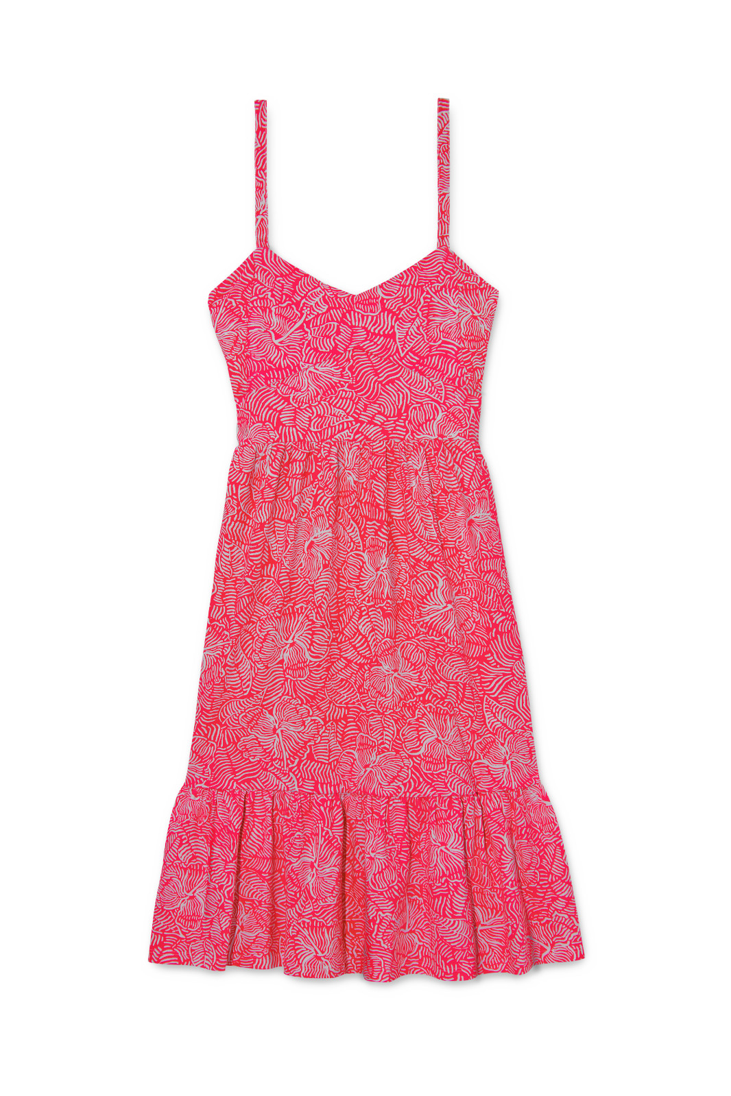 PEP – Women’s Sundress Printed Sleeveless Midi Dress – XL – Pink Coral