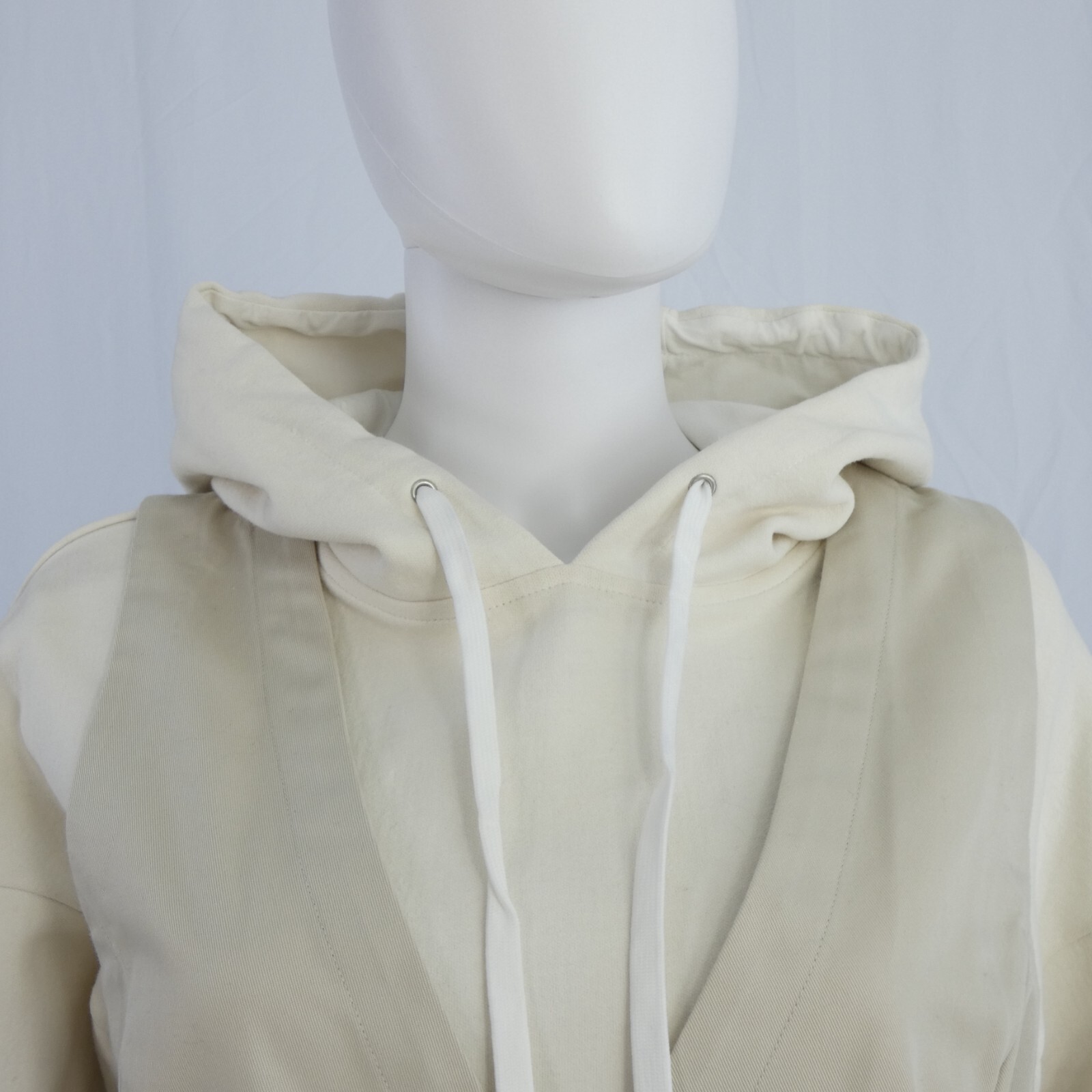 Initial LAyered Trench Coat Hoodie Dress Beige Japanese Street Style Designer M