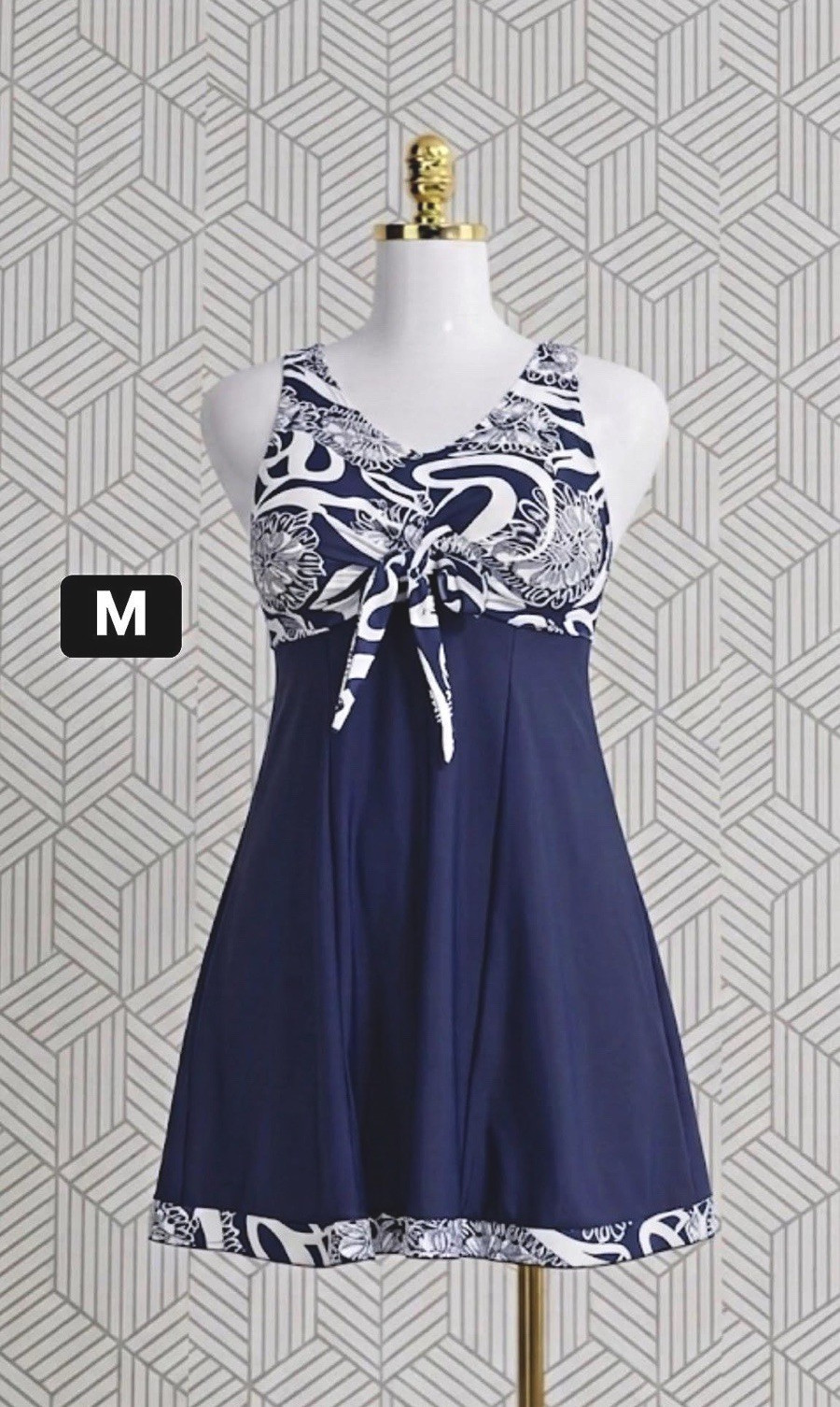 amazon Women’s Blue/White Paisley A-Line Scoop Neck Sleeveless Dress M