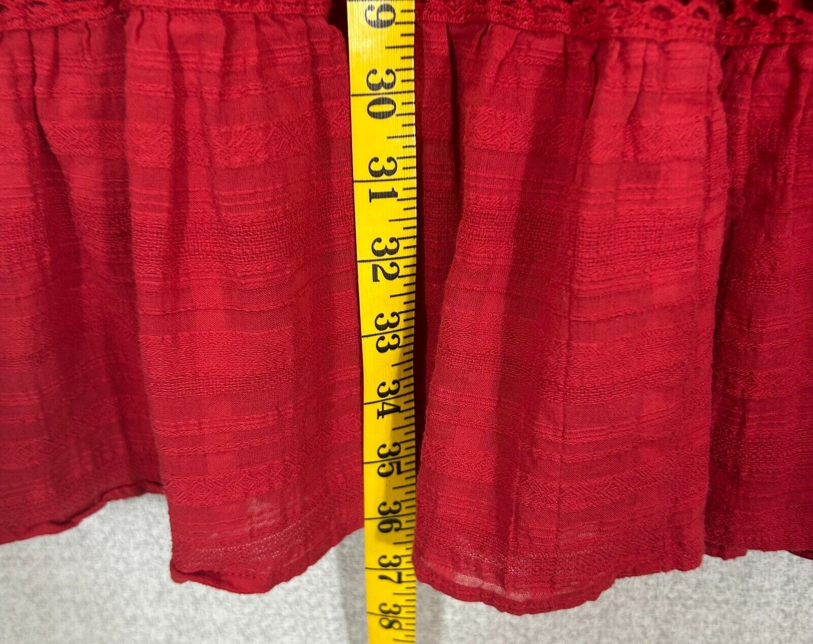 Knox Rose Dress Medium Knee Length Red Tiered Ruffle Tasseled Peasant Boho