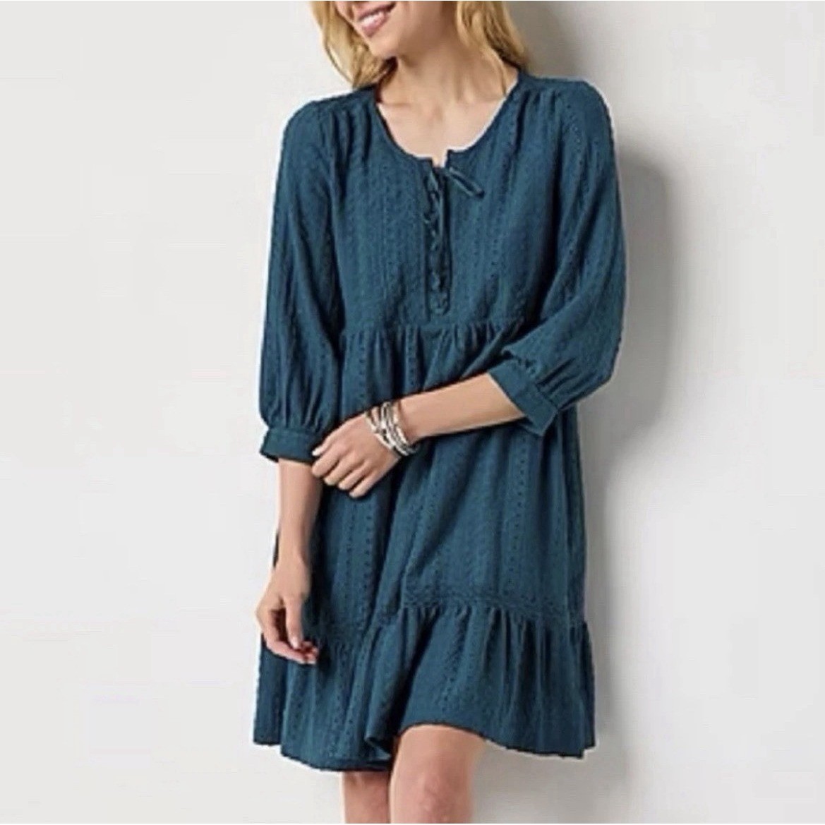 Frye and Co. Women’s Dress Small Eyelet Lace 3/4 Sleeve Blue NWT Rodeo Western