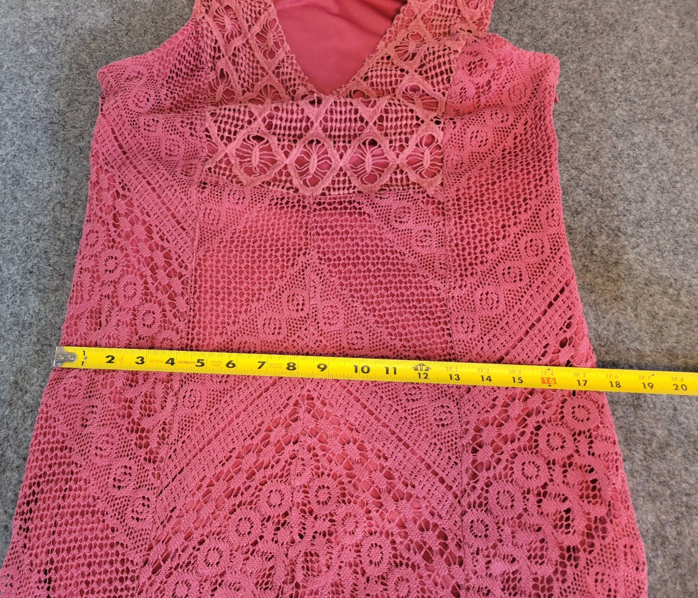 Indigo Thread Co. Womans Size Med Maxi Berry Color Crochet Lace Fairy BohoDress