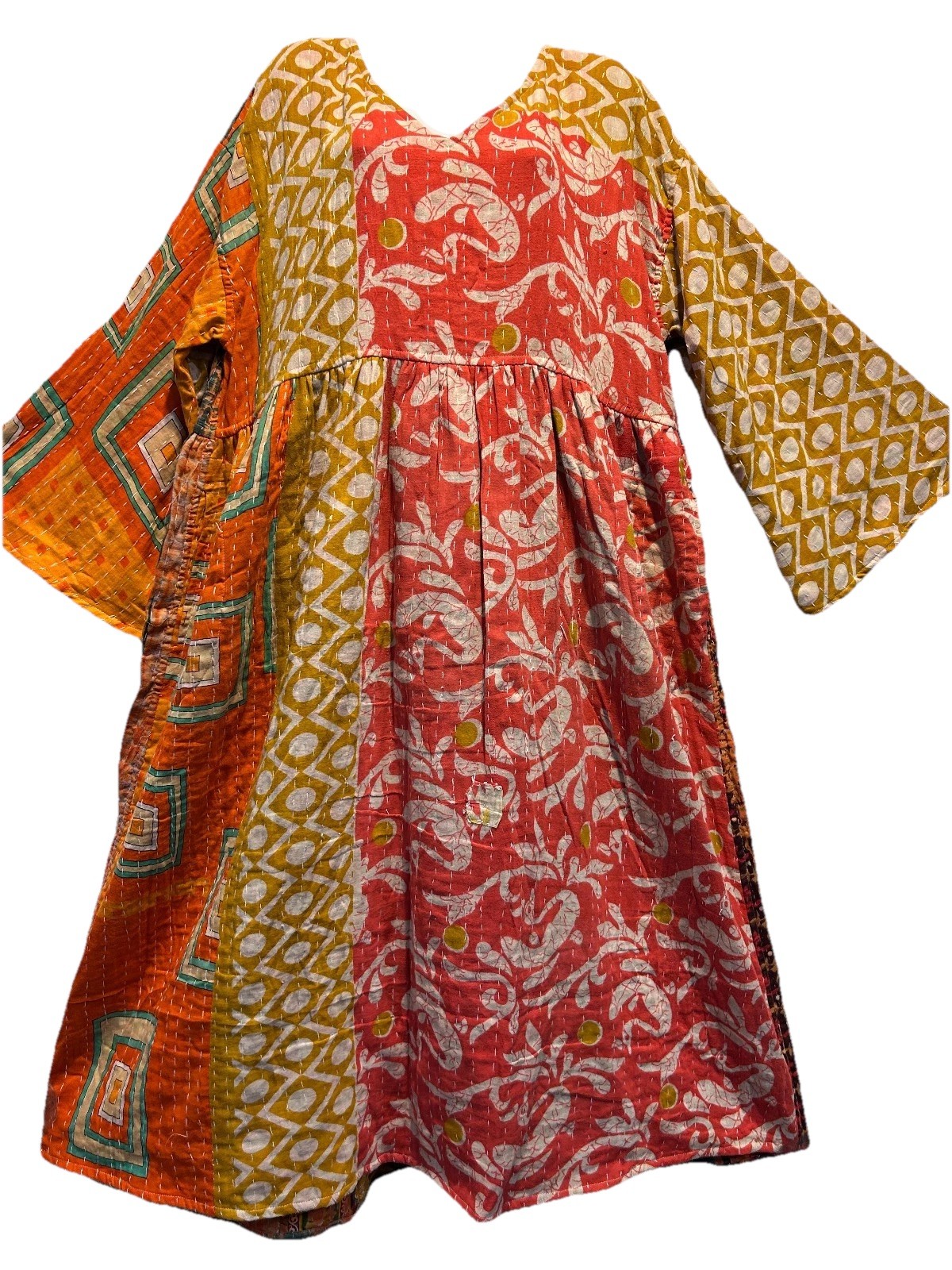 Nw FUNKY STUFF hippy boho vintage cotton pocket kantha maxi reversible DRESS XL