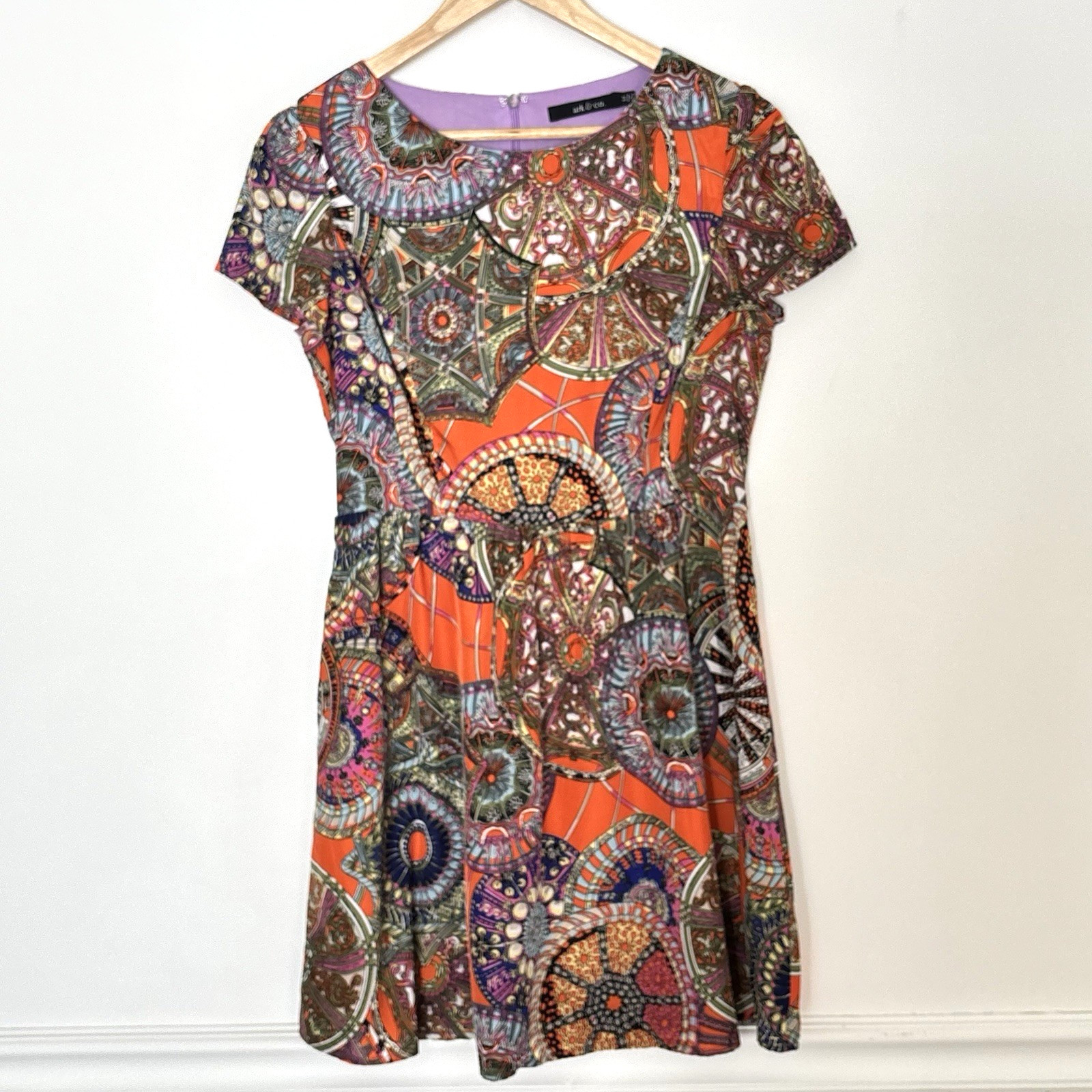 Ark & Co Kaleidoscope All Over Print Dress Size Medium Celestial Art to Wear*D96