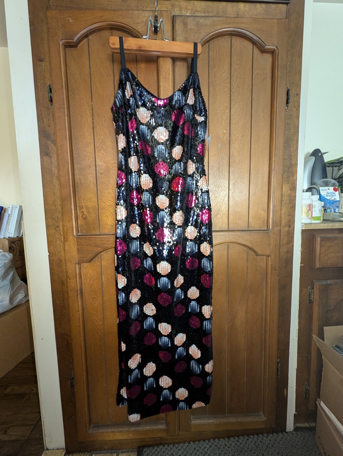 radiant aura dot sequin midi dress by nicole miller