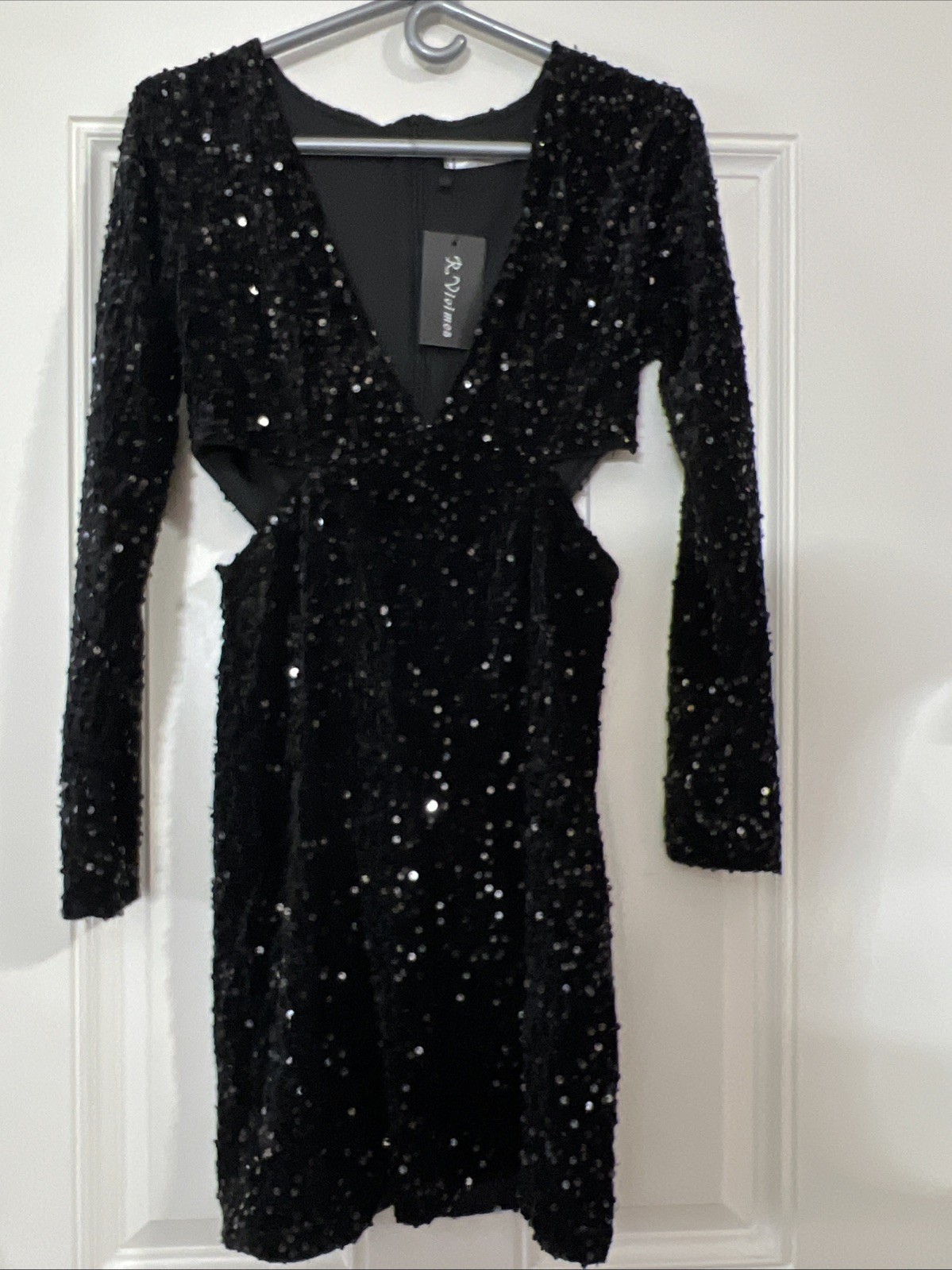 R.Vivimos Womens Glitter Sequin Party Dresses Fall Winter Long Size M