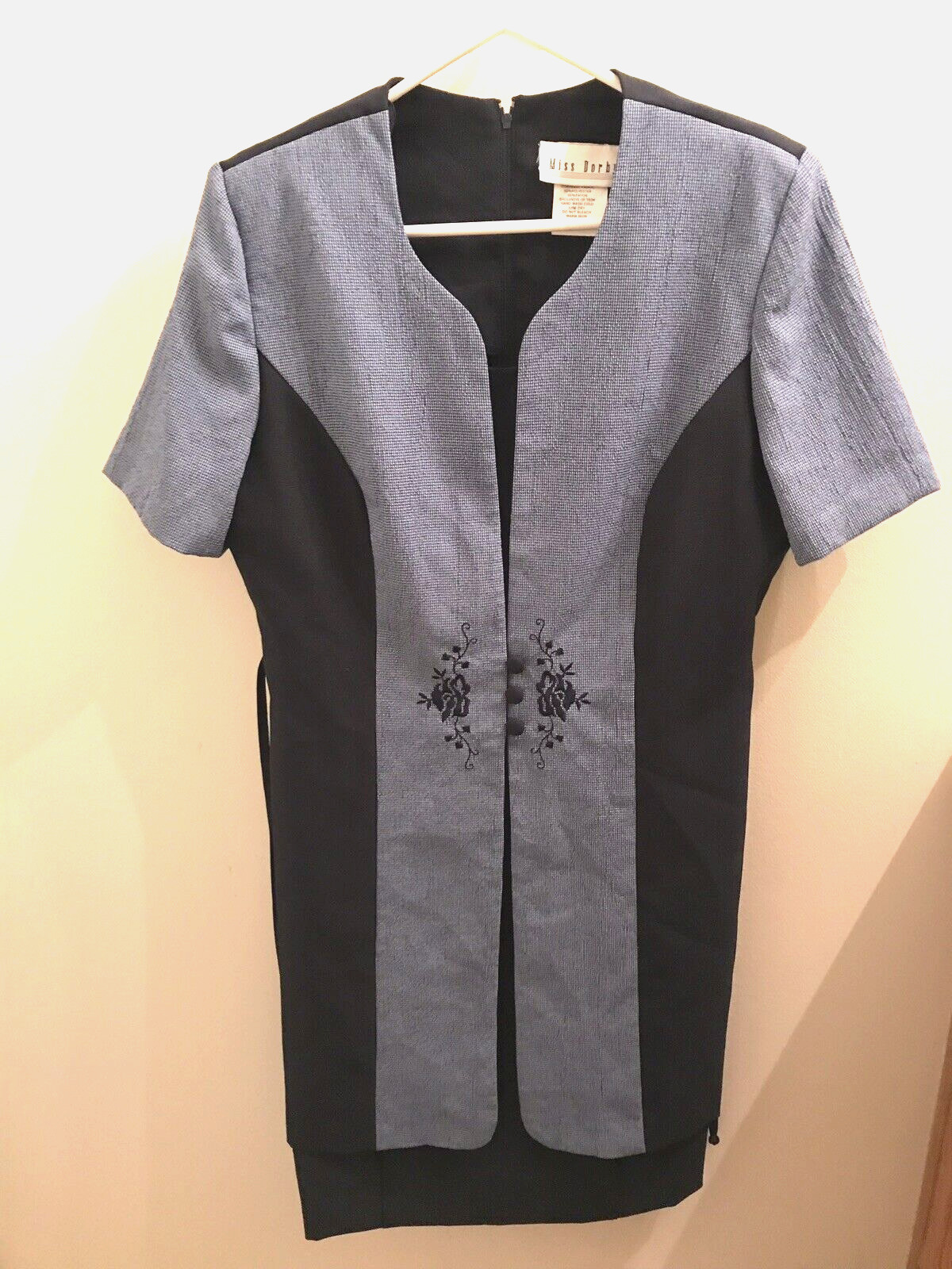 Miss Dorby Modest Dress Size 8 Dark Blue Navy Short Sleeve Knee Length Vintage