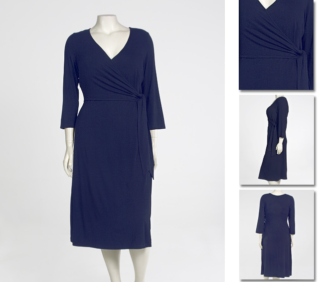 NEW! Zaftique LS WRAP DRESS Navy BLUE 1Z 3Z 5Z 6Z / 16 32 36 / XL 1X 3X 5X 6X