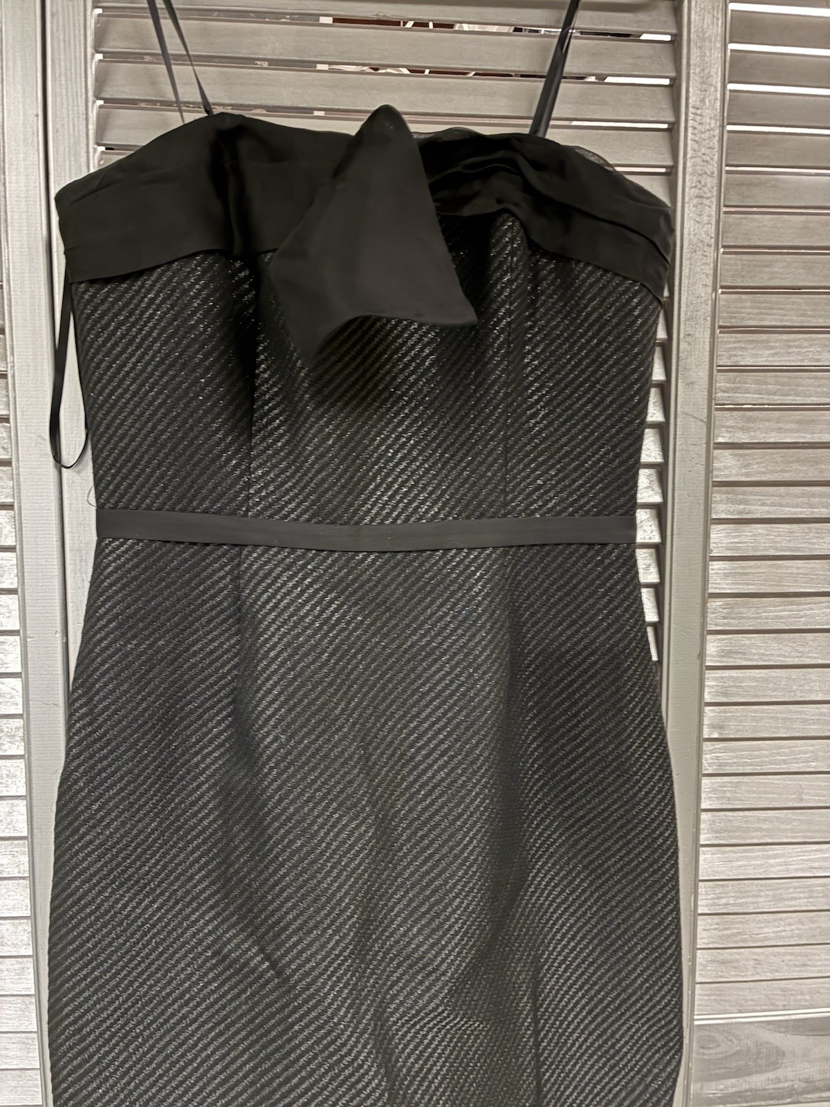 Max & Cleo Wm Strapless Black Herringbone Sz 8 Lined / Stays CCV6K869