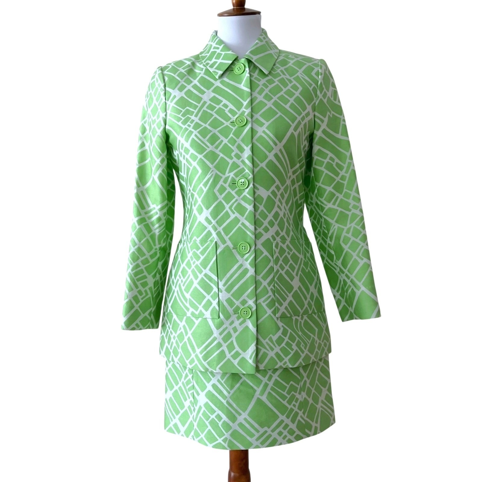 Vintage Small Dress Petite Blazer Set Extra Small Silk Formal Suite Retro MOB