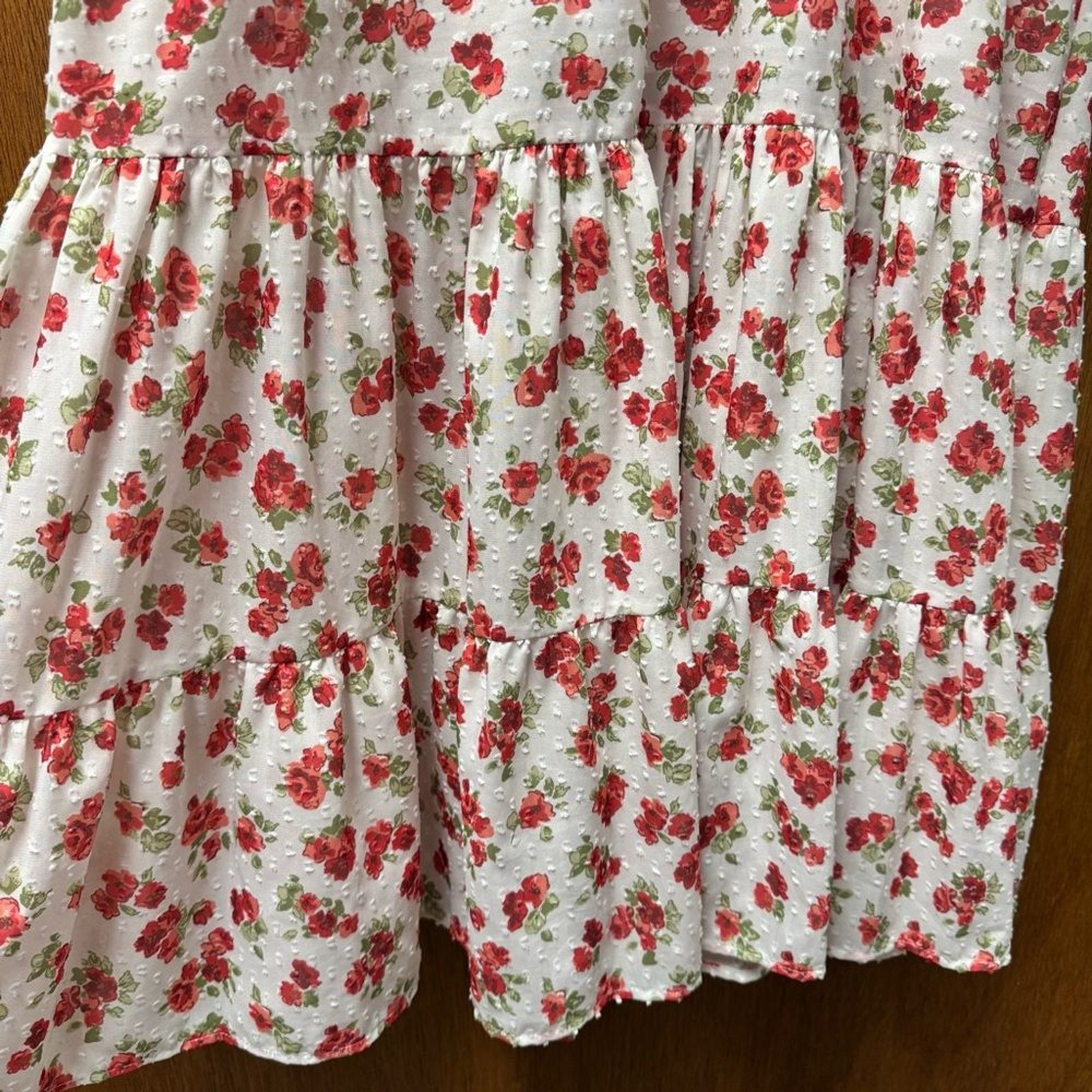 Zara Sleeveless Ruffle Swiss Dot Floral Print Long Midi Dress White Large L