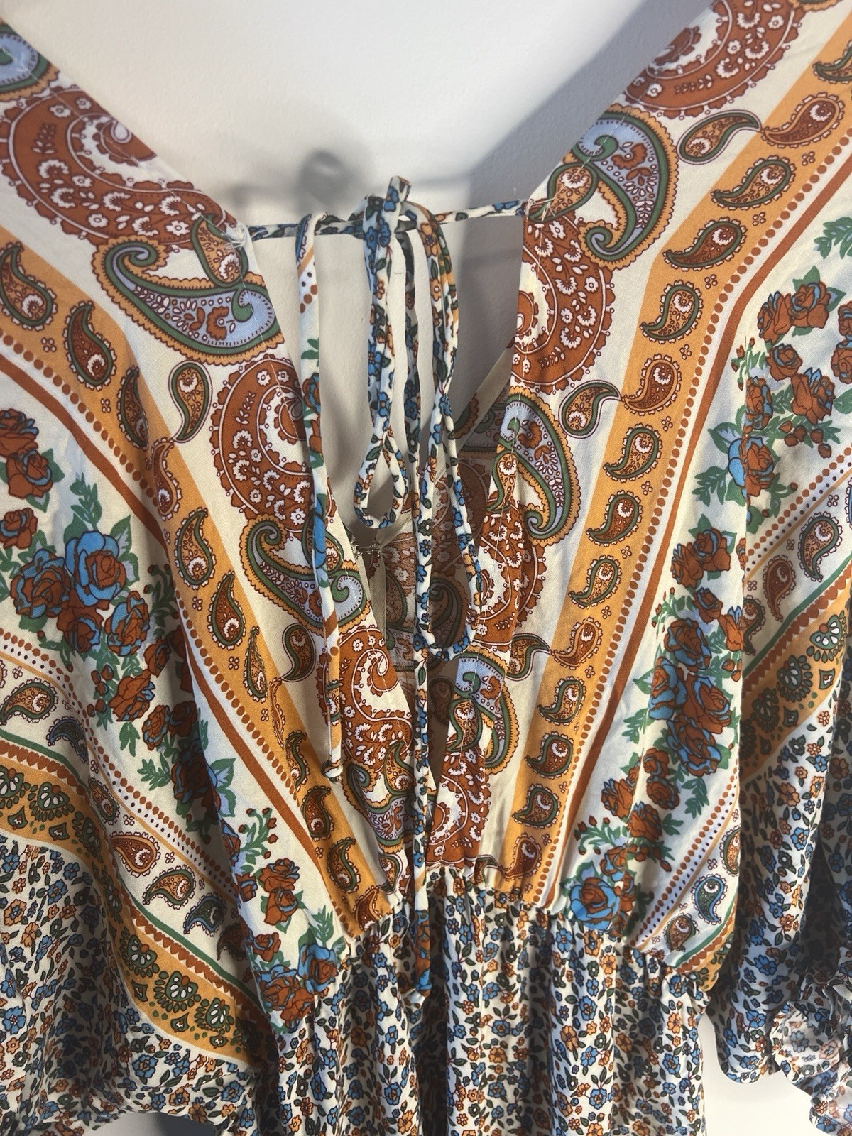 Umgee L Southwestern Bell Sleeve Peasant Cottagecore Prairie Boho Dress Summer