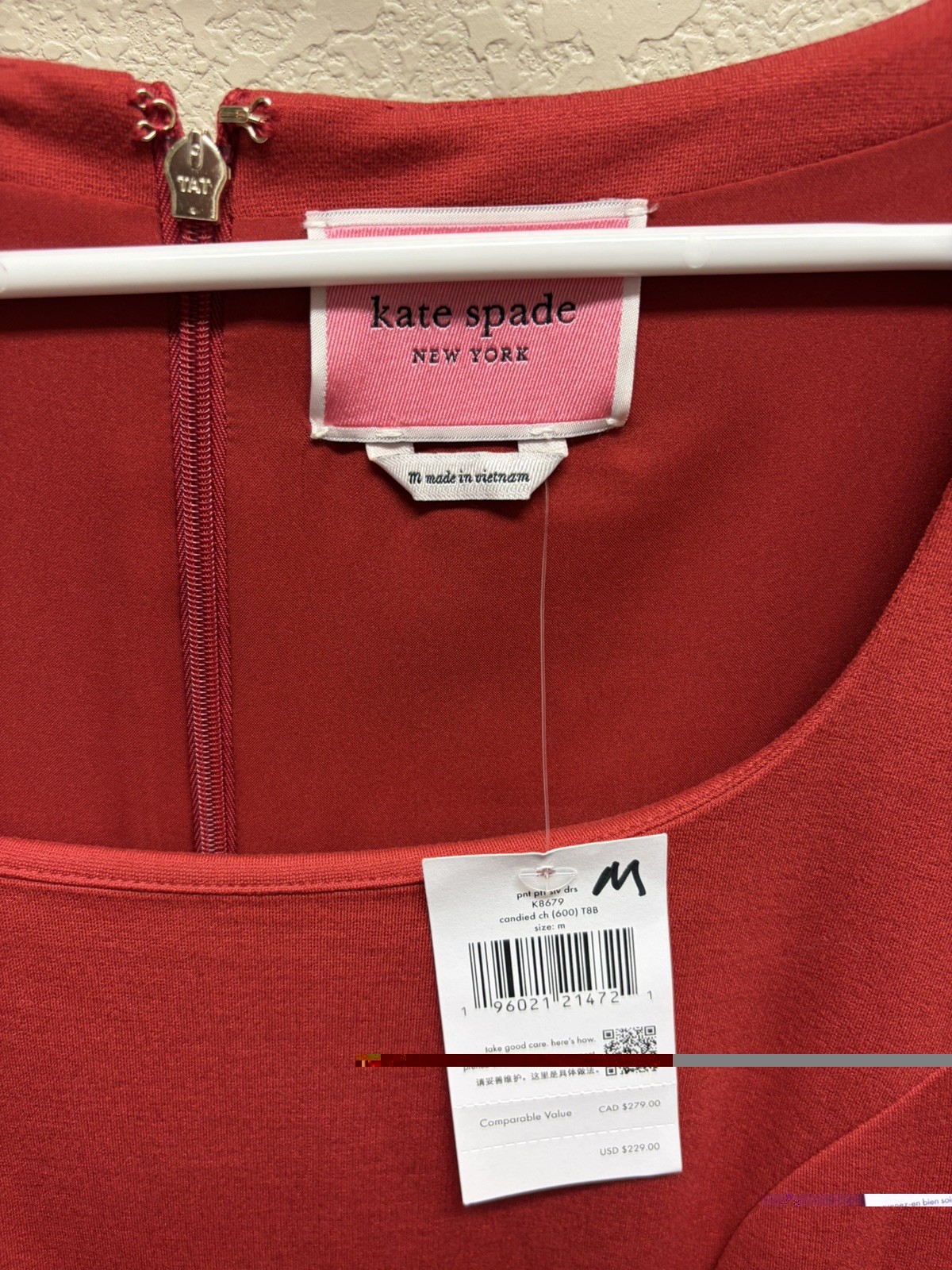 Kate Spade New York NWT Red Fit & Flare Dress Puff Sleeve Square Neck M