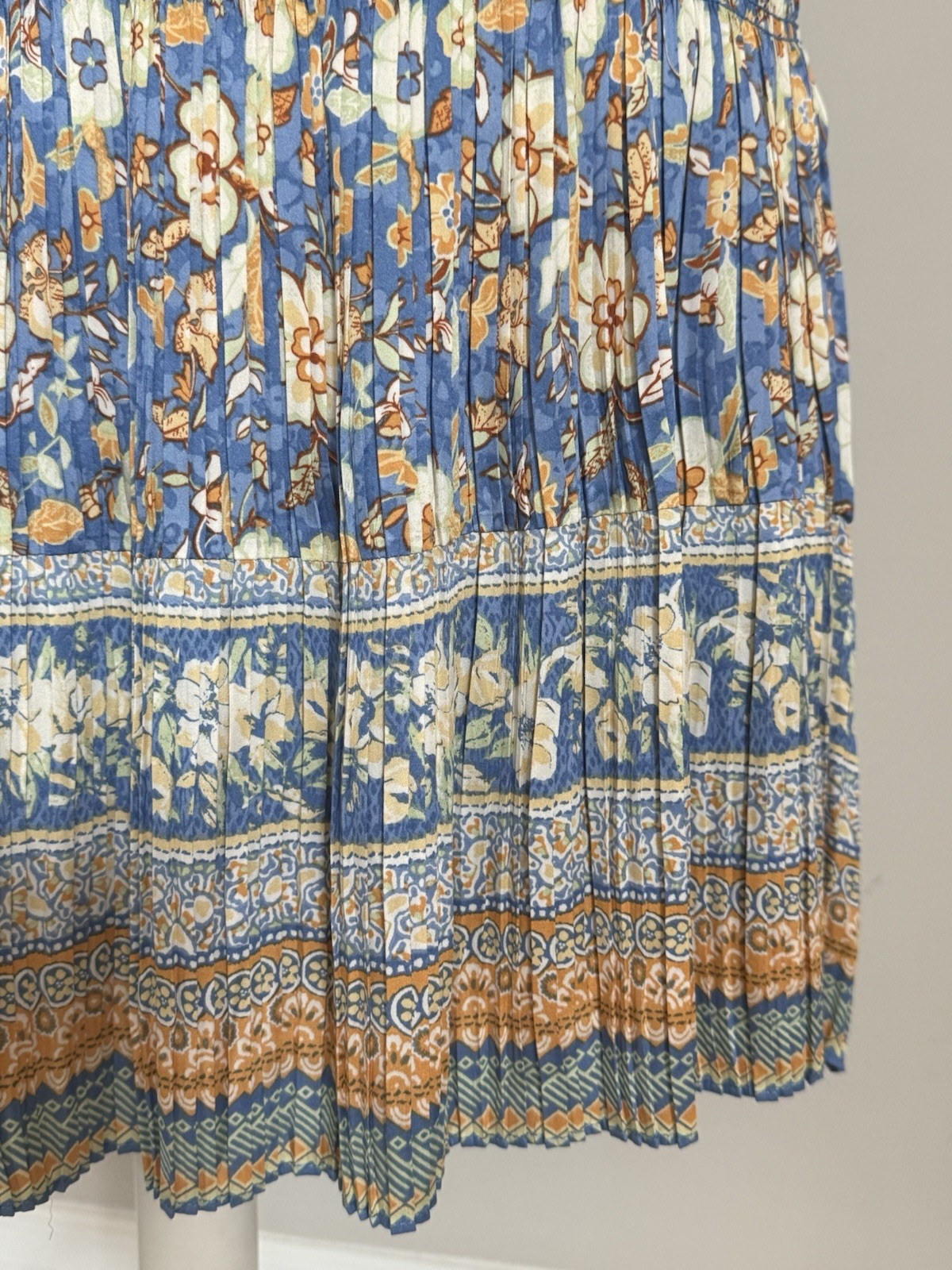 Current Air Womens Fit & Flare Dress Blue Floral Short Sleeve Size S