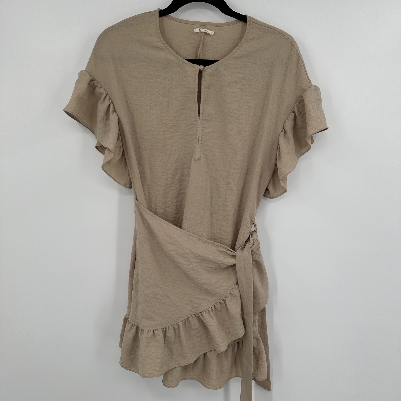 Tularosa Dress Womens Small Ruffle Wrap Belted Short Sleeve Boho Lightweight