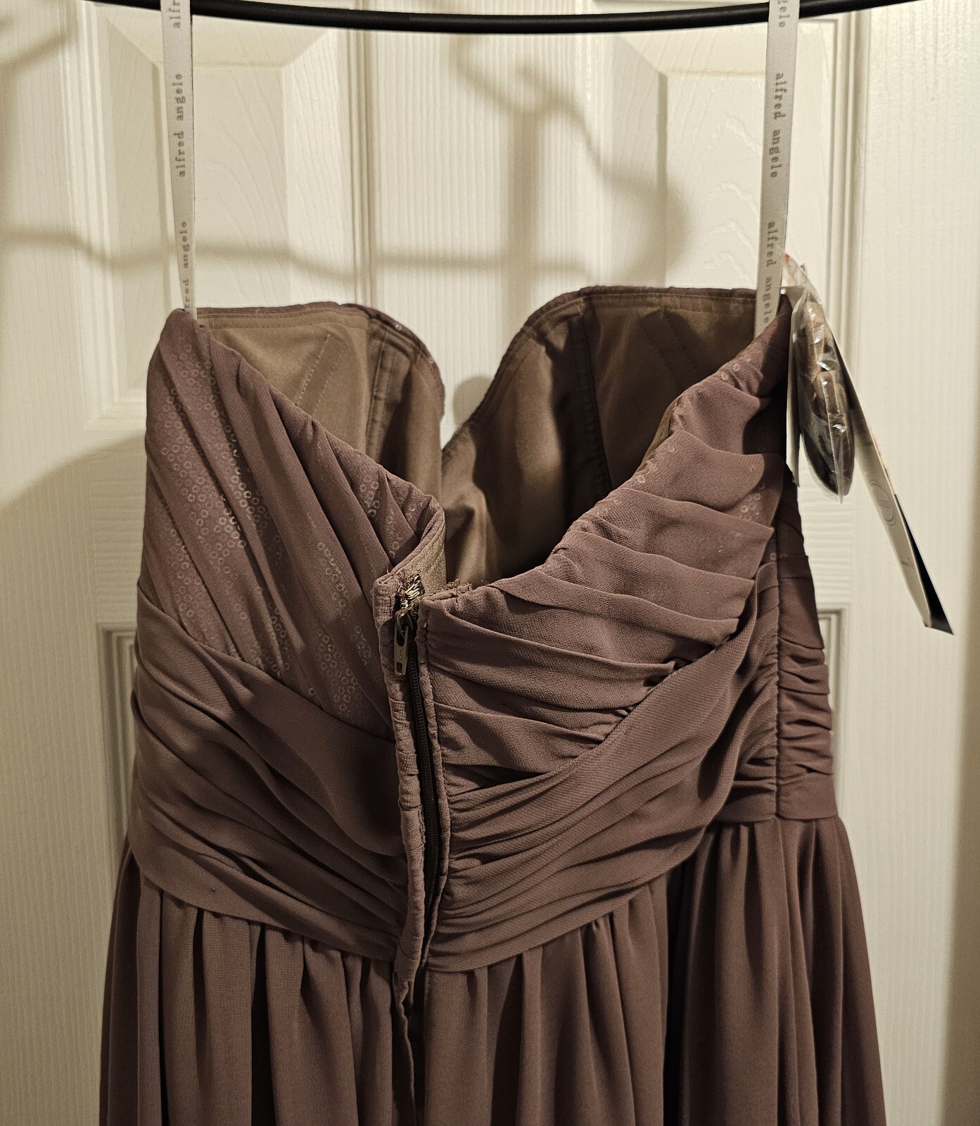NEW Alfred Angelo Size 10 Evening Dress Formal Gown Bridesmaid Strapless Mocha