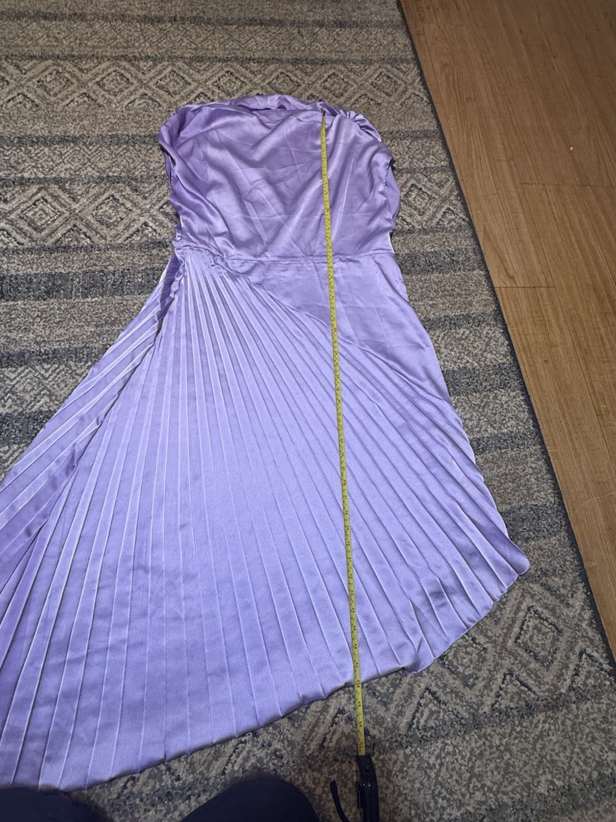 Shen last elegant light purple satin asymmetrical on shoulder midi 1x