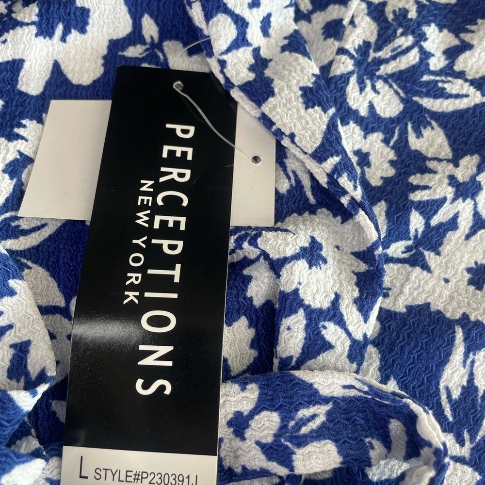 Perceptions Blue and White Floral Midi Dress