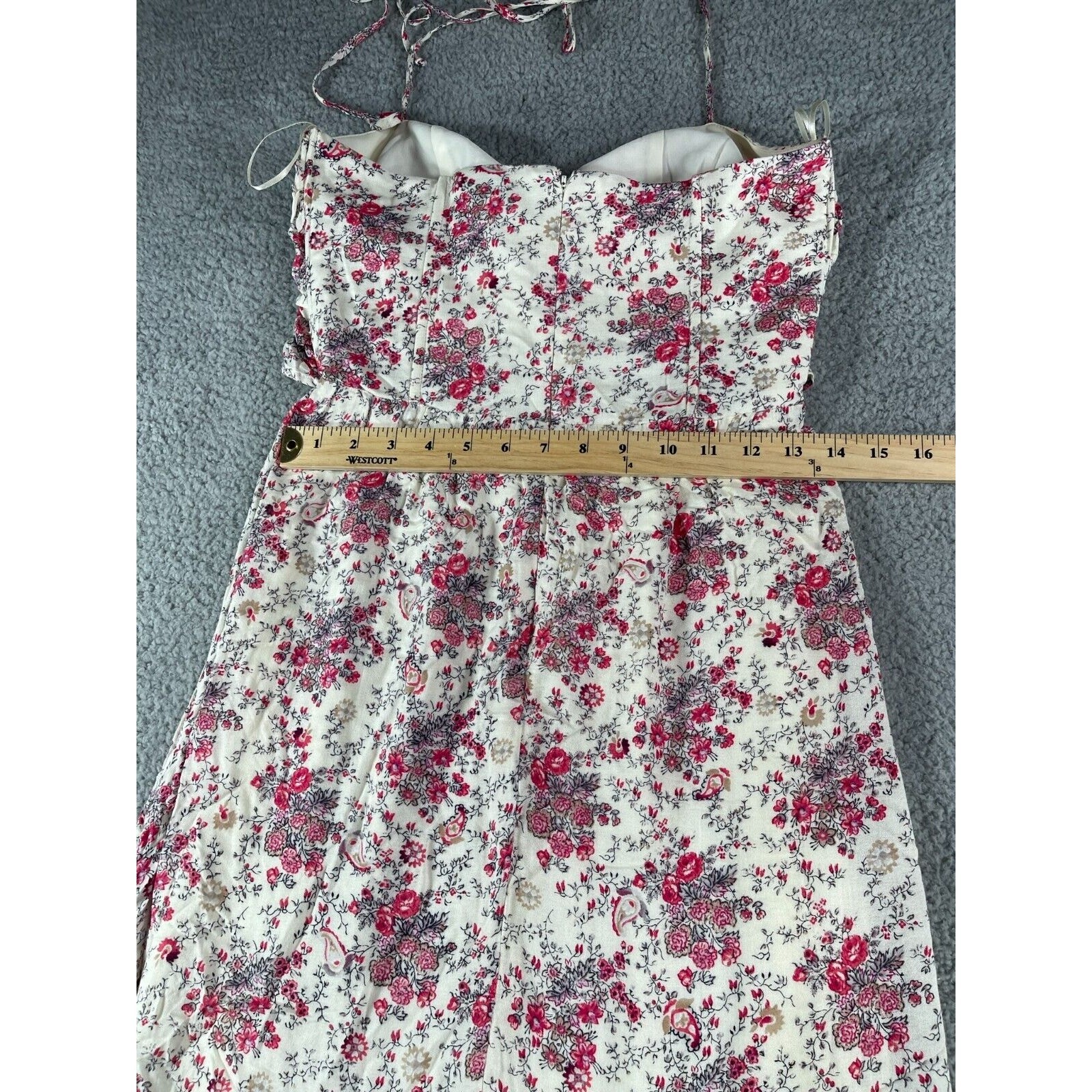 WAYF Dress Womens Medium Multicolor Open Front Floral Where Are You From Long