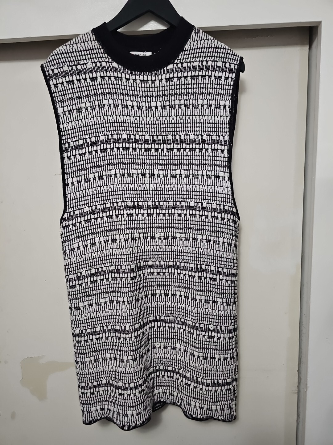 HELMUT LANG•Sleeveless Variant Grid Print Bodycon Mini Dress Womens SZ Large