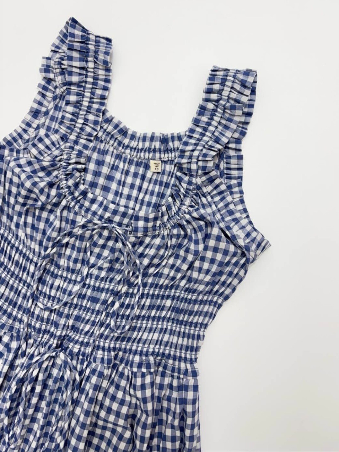 DOEN 25 Spring/Summer checkered printed cinched waist lace-up vest dress