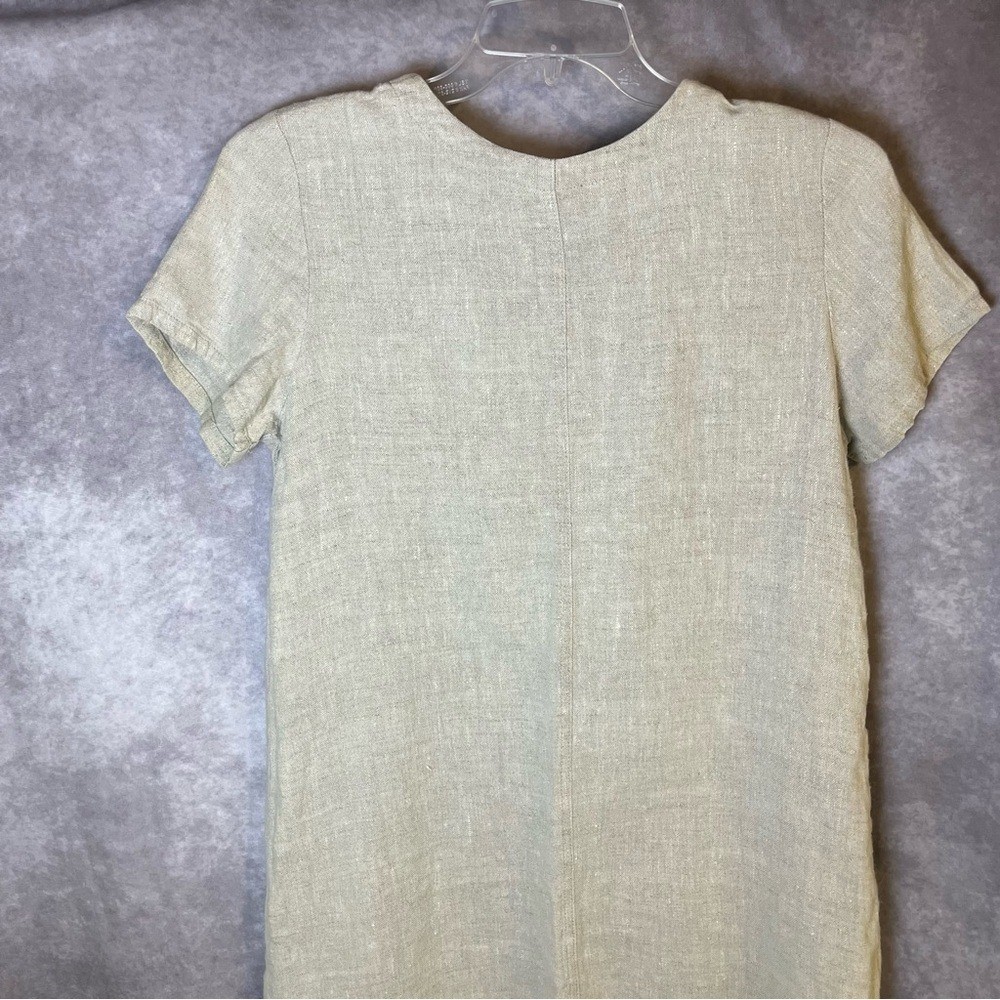 Sunbelt Beige Linen Shift Dress Summery Rustic Minimalist Medium Pockets Classy