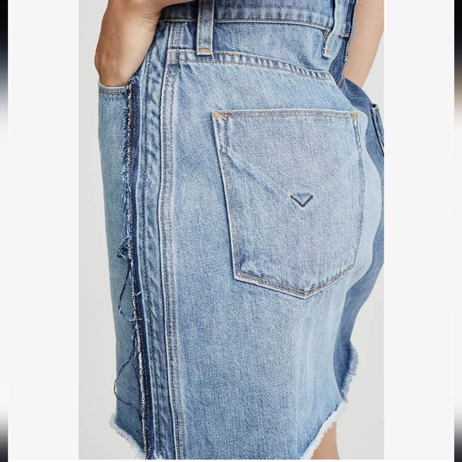 HUDSON Two-Toned Distressed Button-Down Sleeveless Denim Dress SIZE: M