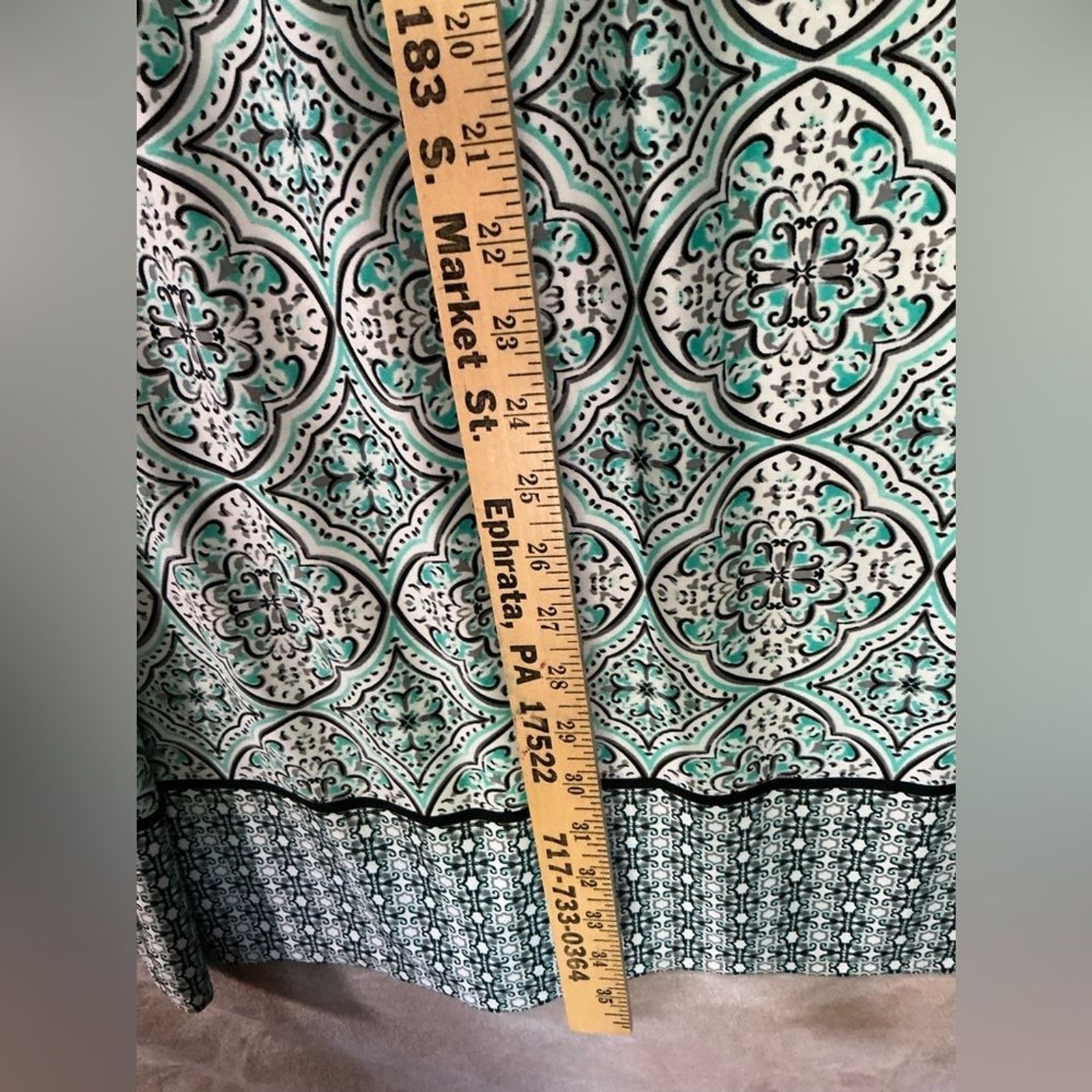 Tacera Turquoise and Black Patterned Dress