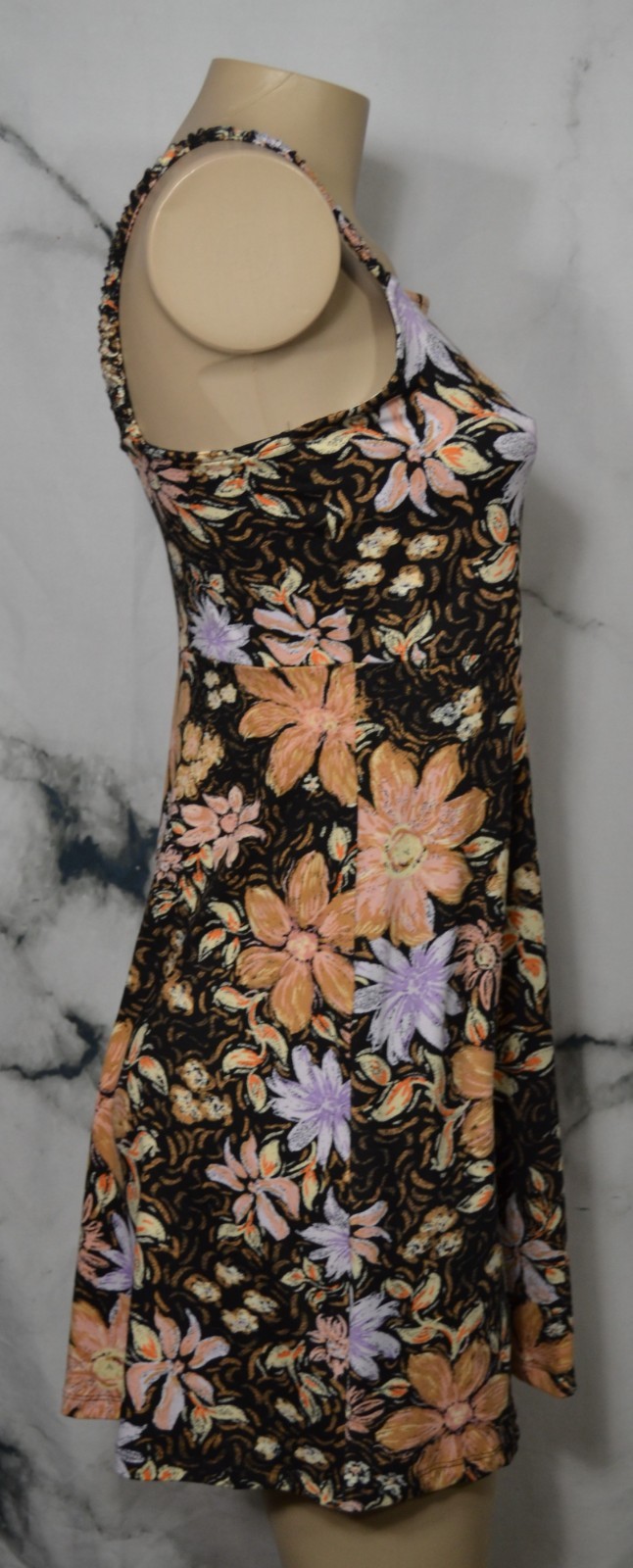 SO GOODS FOR LIFE Black Multicolor Floral Print Sleeveless Dress Medium