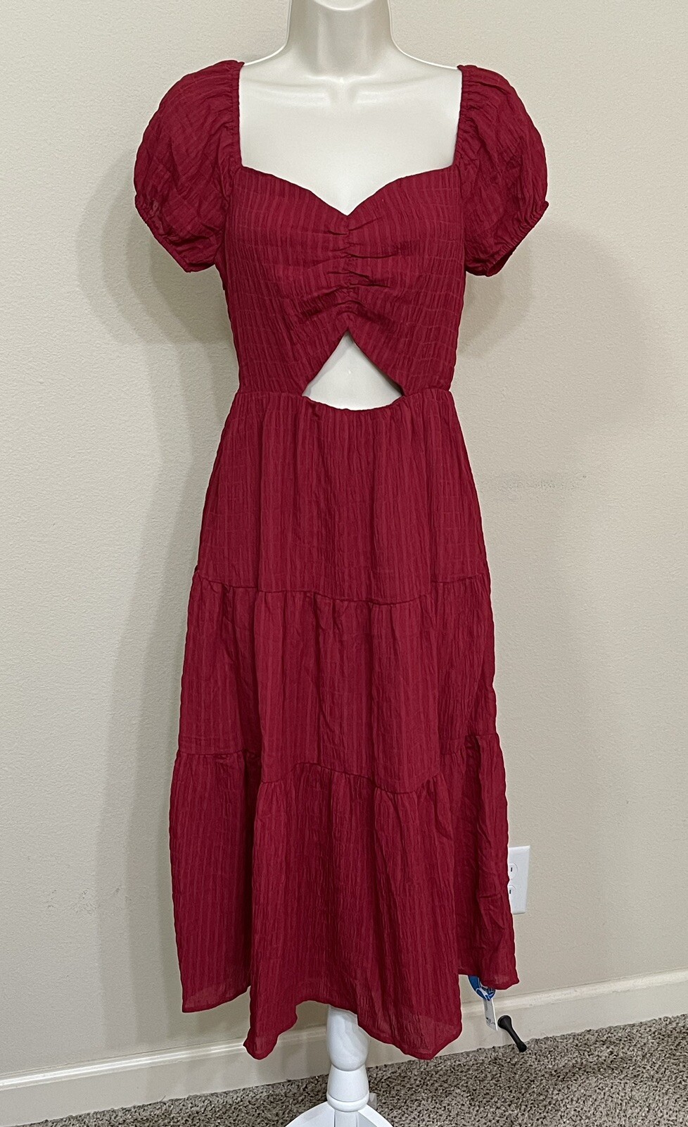 Cupshe Women’s Red Sweetheart Neck Cut Out Front Fit & Flare Sundress s XS