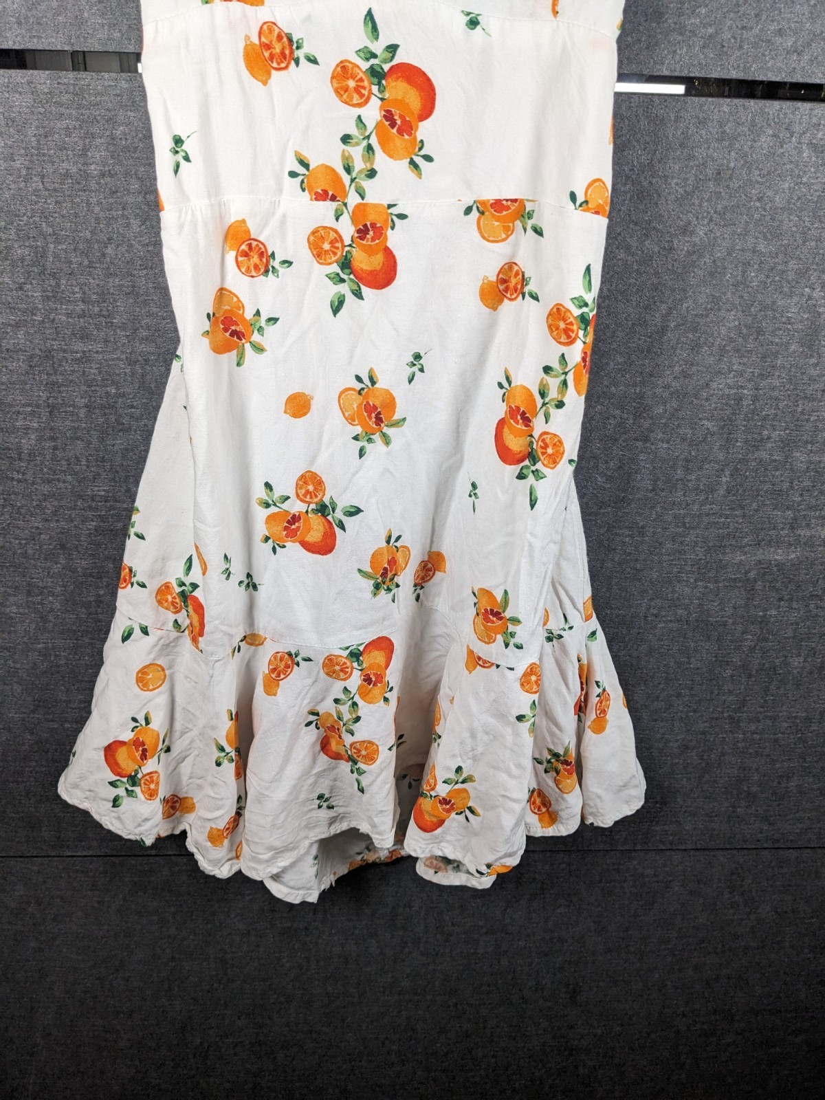 Wild Fable White Orange Floral Sweetheart Tie Strap Ruffle Mini Dress Size S
