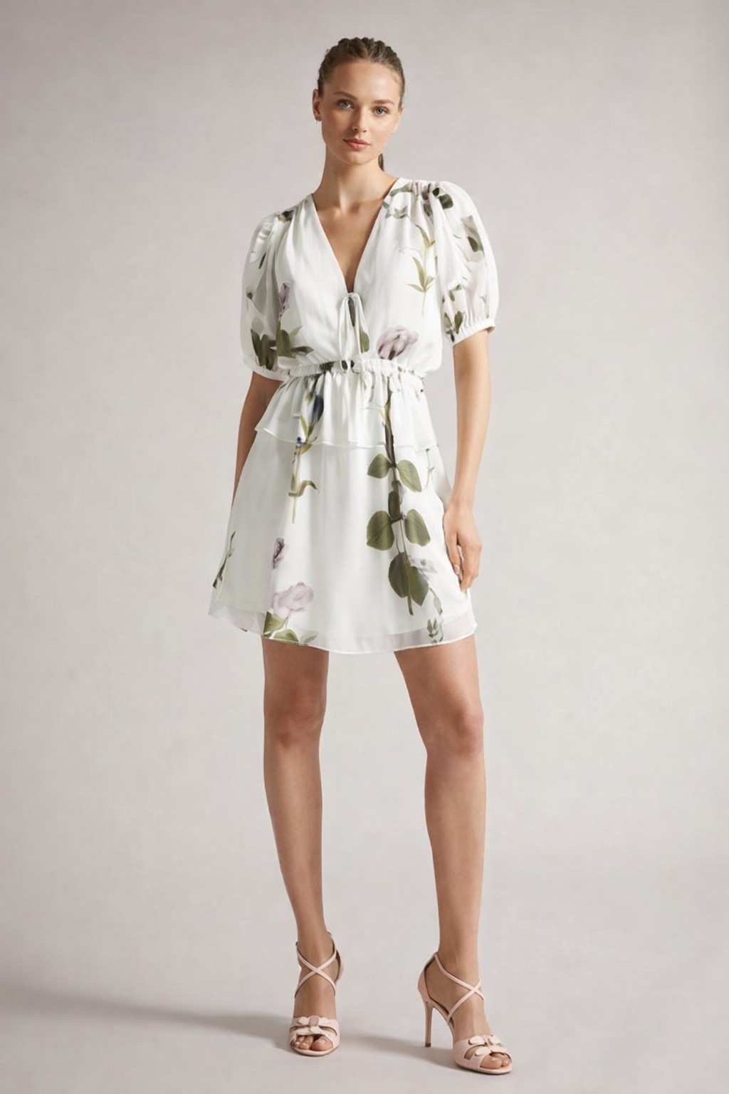 TED BAKER DRESS JALIYAA Floral Short Fit & Flare Chiffon party NEW 8 10 12 14