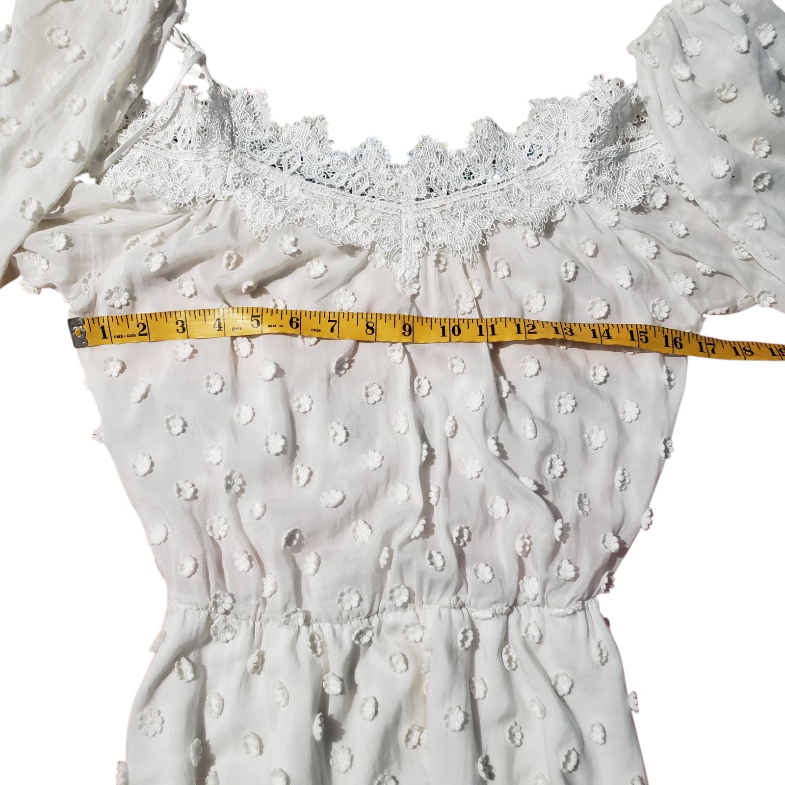 Karina Grimaldi Fleur Voile Blouson Mini Dress Women’s XS White Off Shoulder