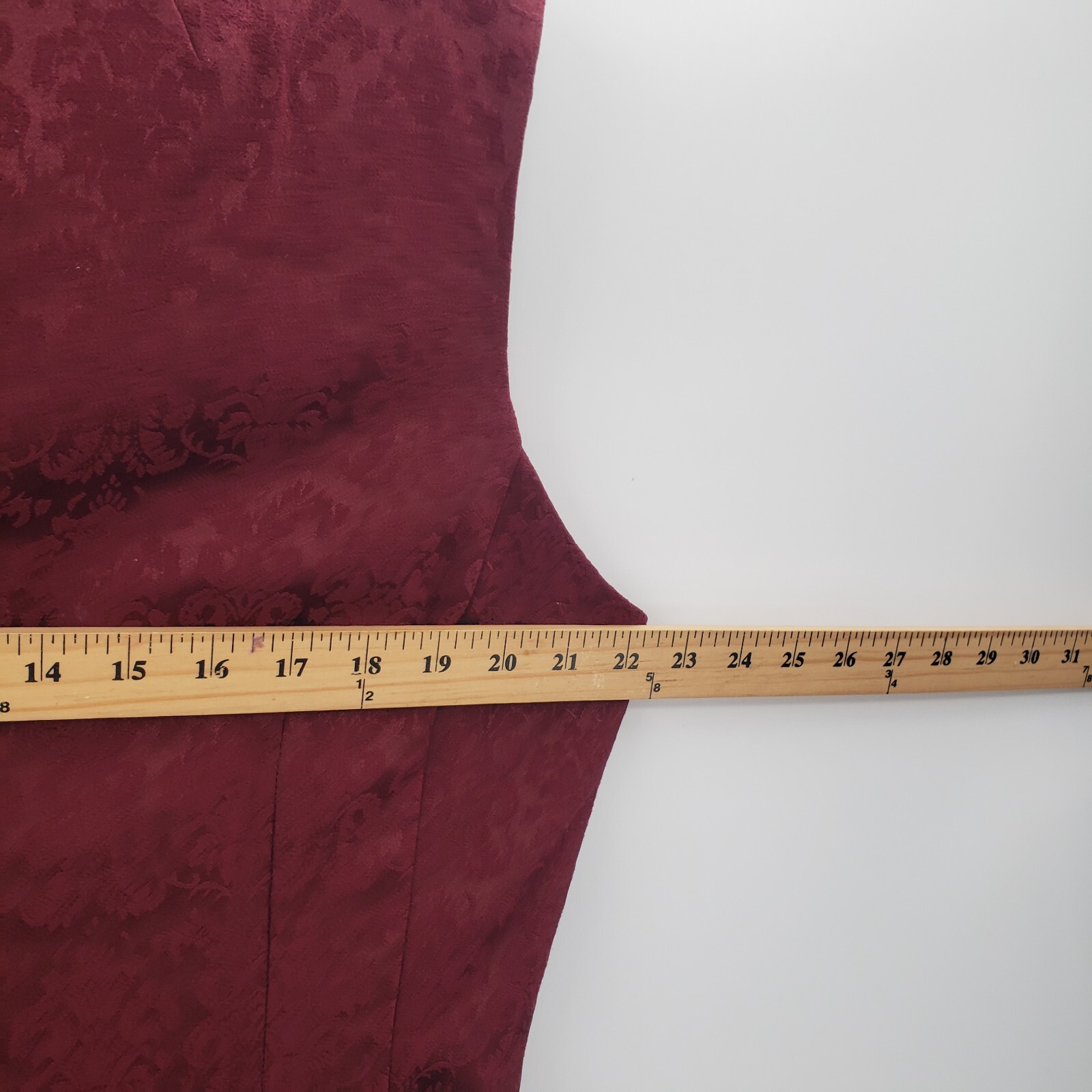 Eva Mendes 20 Damask Fit Flare Dress Sleeveless Pleated Zip Up Cotton Burgundy