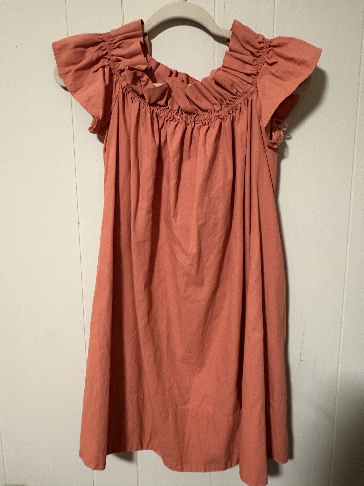 Free People Sophie Off-The-Shoulder Mini Dress Medium Cotton light coral Boho